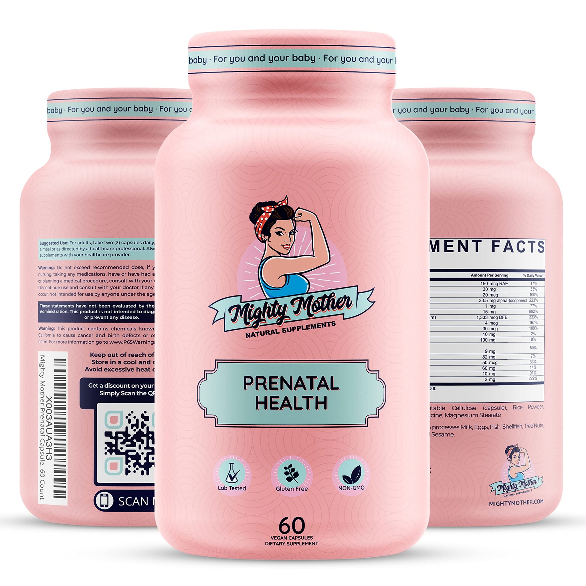 Mighty Mother Conception Fertility Prenatal Vitamins with, Iron, Folic Acid, Zinc, Biotin, Vitamin C