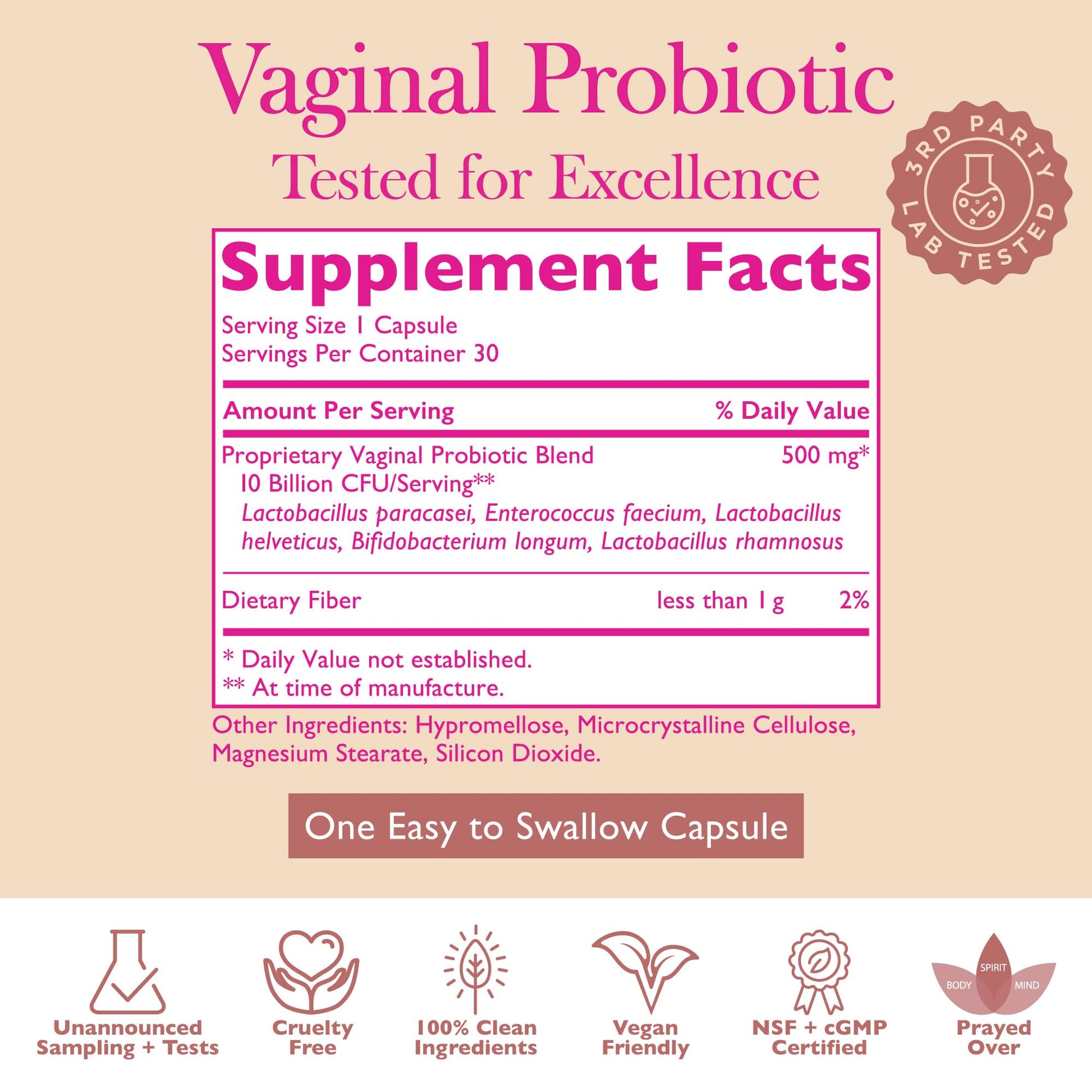 Amy Suzanne Vaginal Probiotics for Women - 10 Billion CFU Probiotic for pH Balance and Urinary Tract Health Amy Suzanne