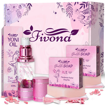 FIVONA 3 in 1 Set of Yoni Oil with 2 Yoni Soap Bars - Feminine pH Balanced Natural Vaginal Oil 30 ml