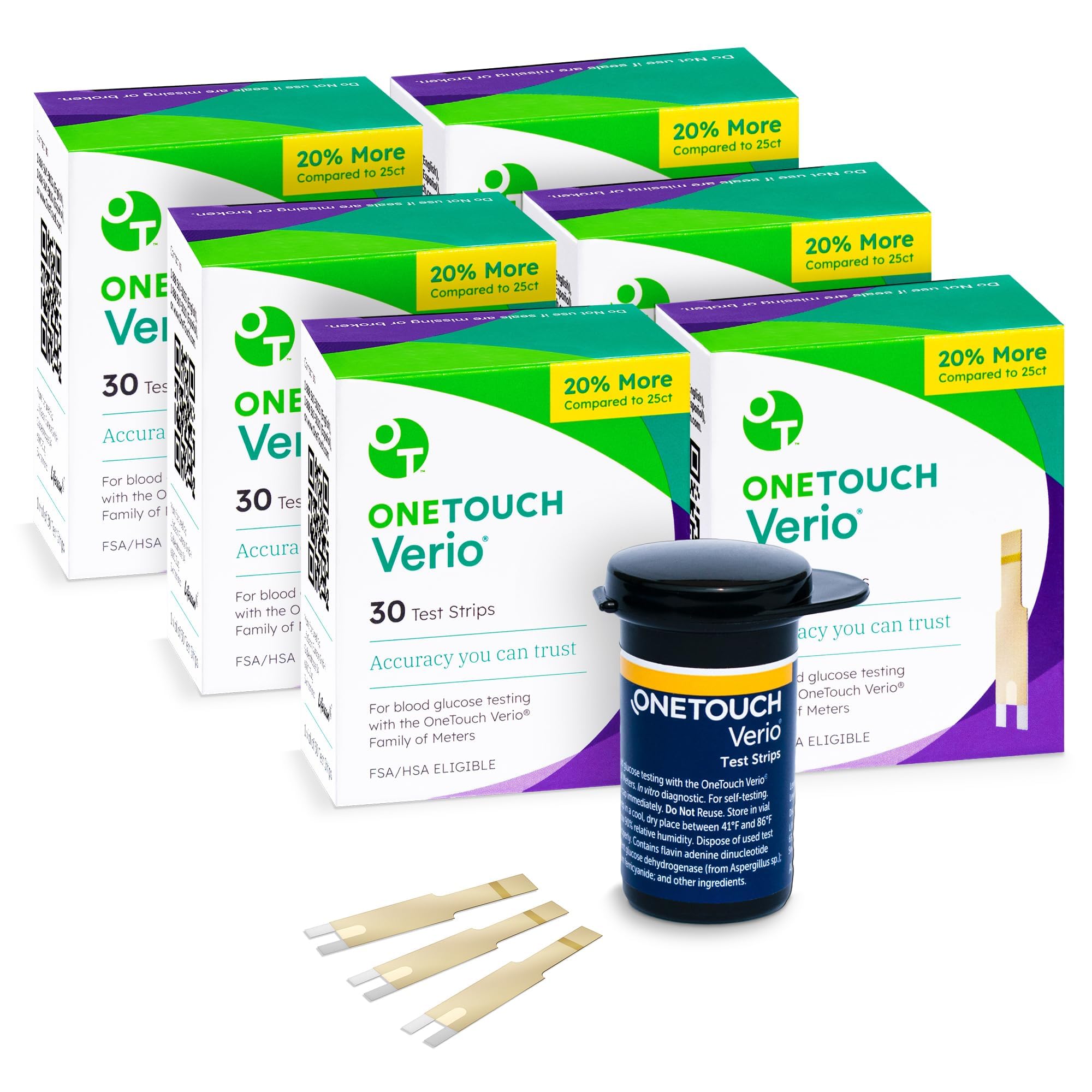 OneTouch Verio Test Strips for Diabetes Value Pack - 180 Count | Diabetic OneTouch