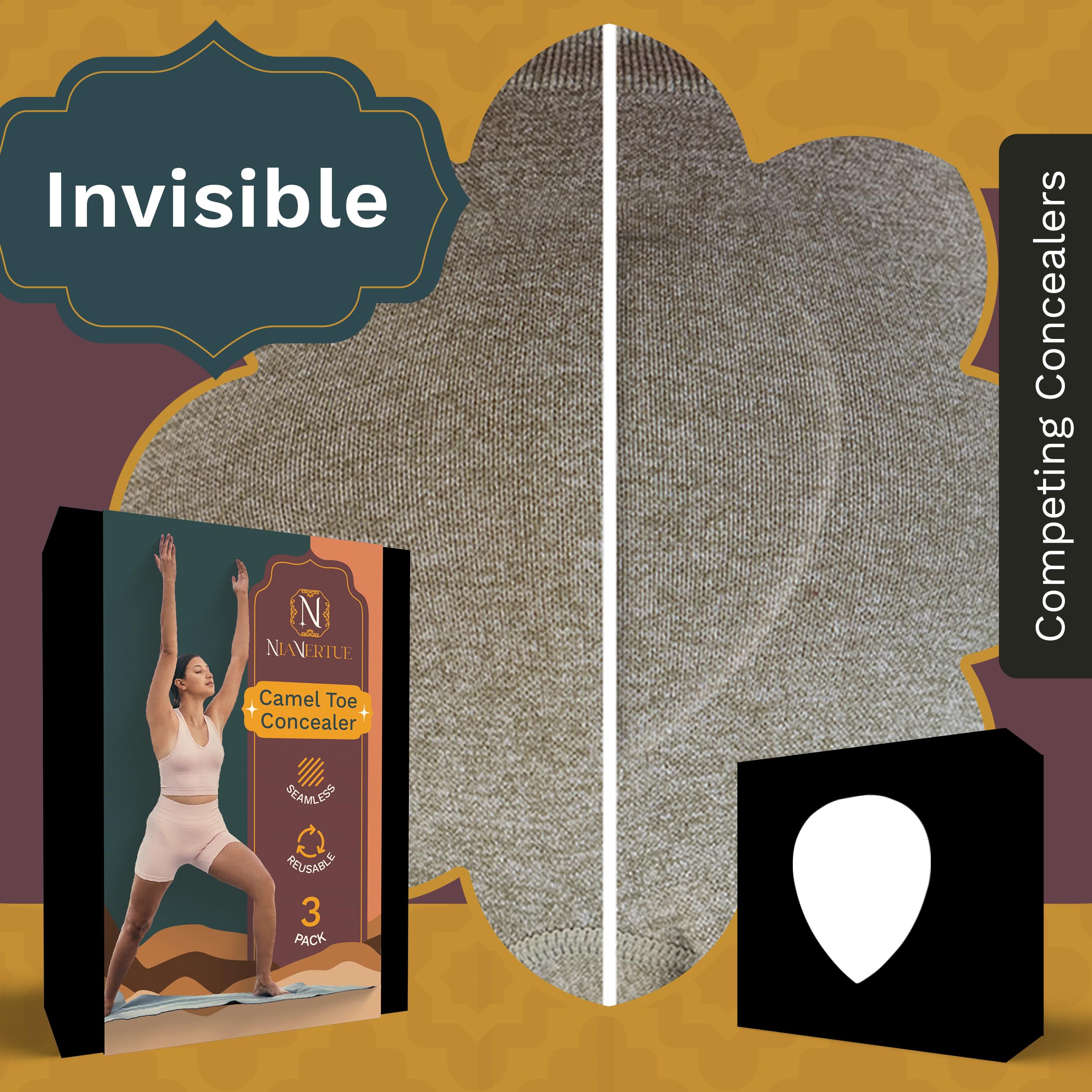 Camel Toe Concealer | Seamless Camel Toe Hider, Anti Camel Toe Cover Silicone Insert, No Camel Toe Nia Vertue