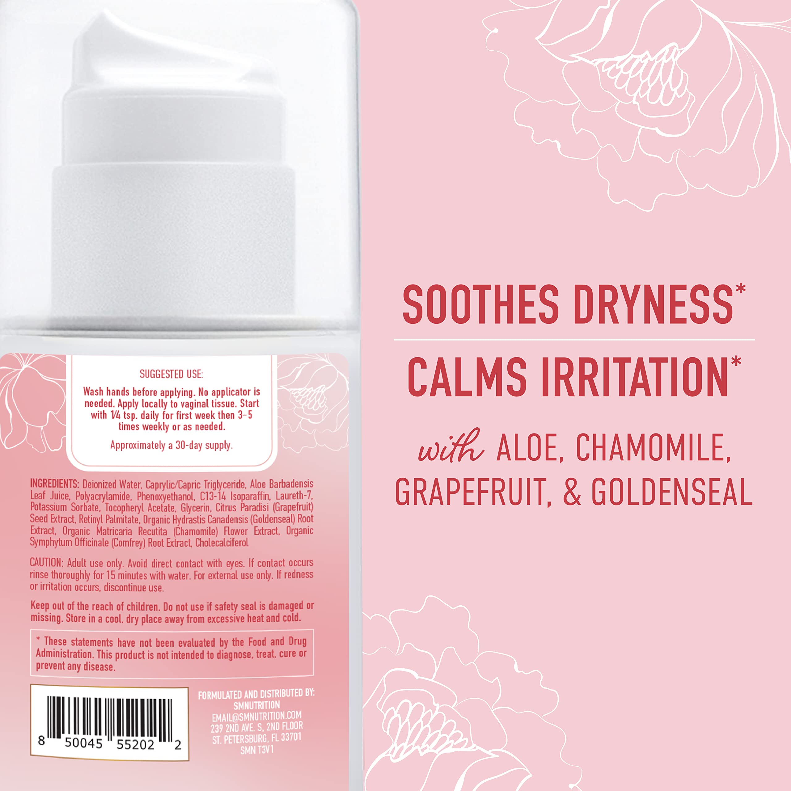 Vulva Rescue Moisturizer Cream | 3oz. PUMP | Soothes Vaginal Itch & Dryness | No Estrogen or Fragrance SMNutrition