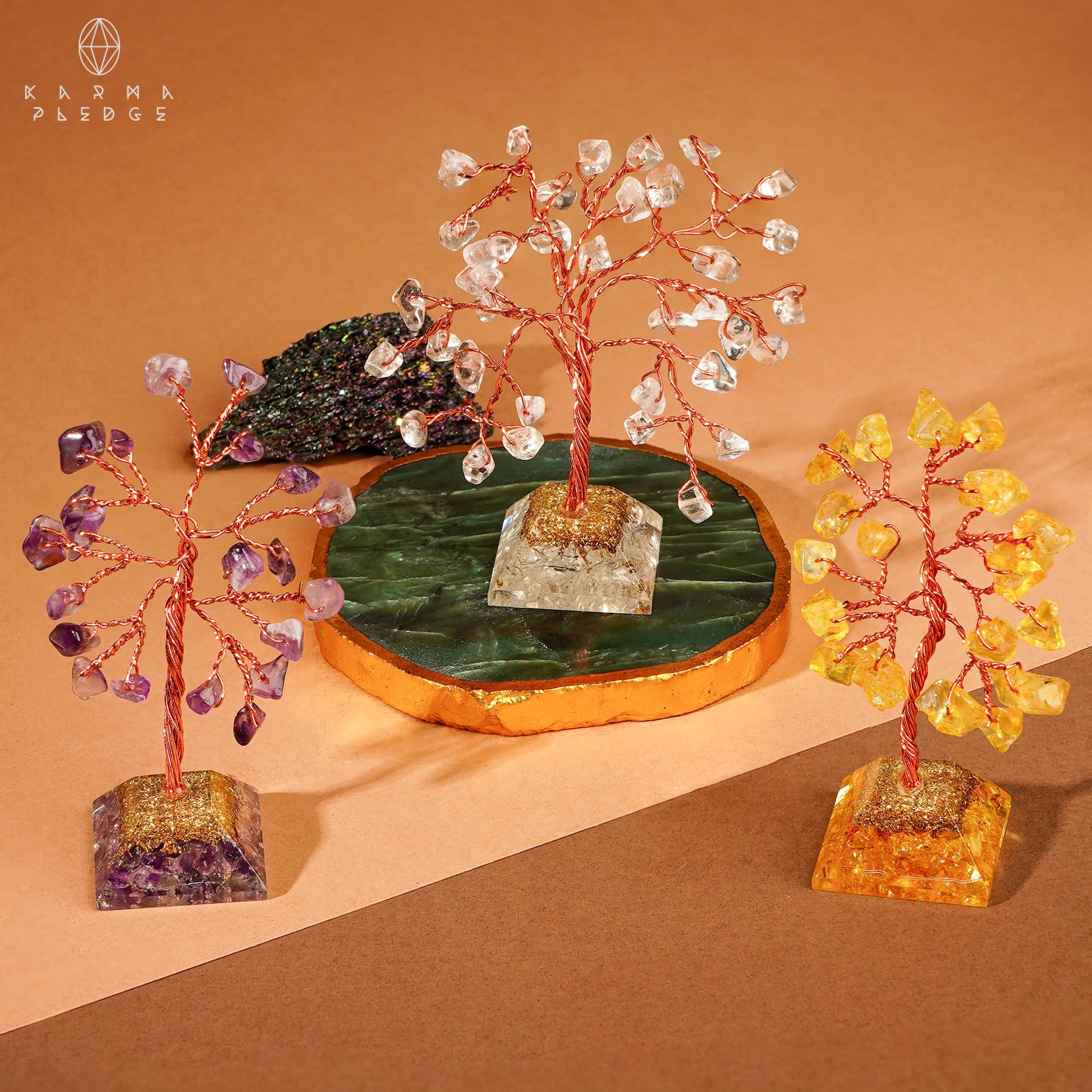 Crystal Tree Tree of Life 7 Chakra Healing Crystals & Stones for Positive Energy, Good Luck Gifts KARMAPLEDGE