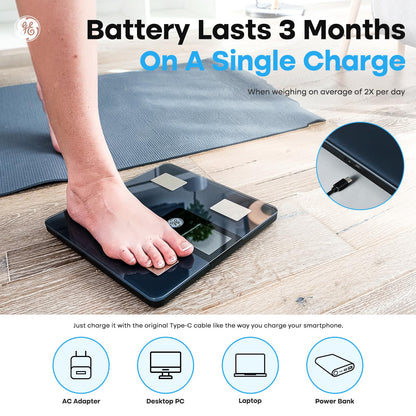 GE Smart Scale for Body Weight and Fat Percentage with All-in-one LCD Display