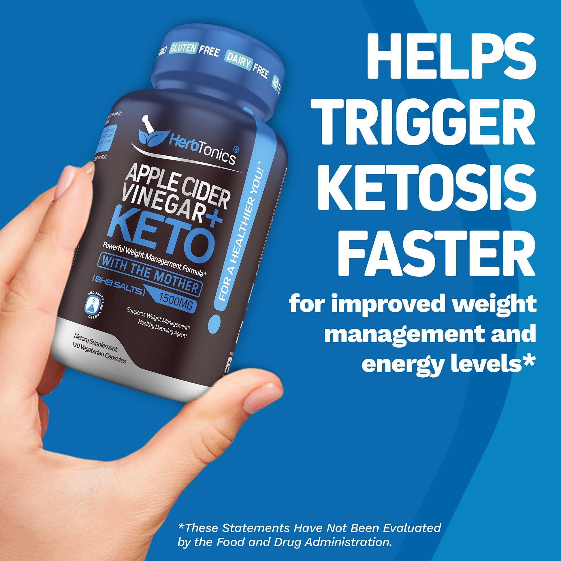 Herbtonics Apple Cider Vinegar Capsules Plus Keto BHB | Fat Burner & Weight Loss Herbtonics
