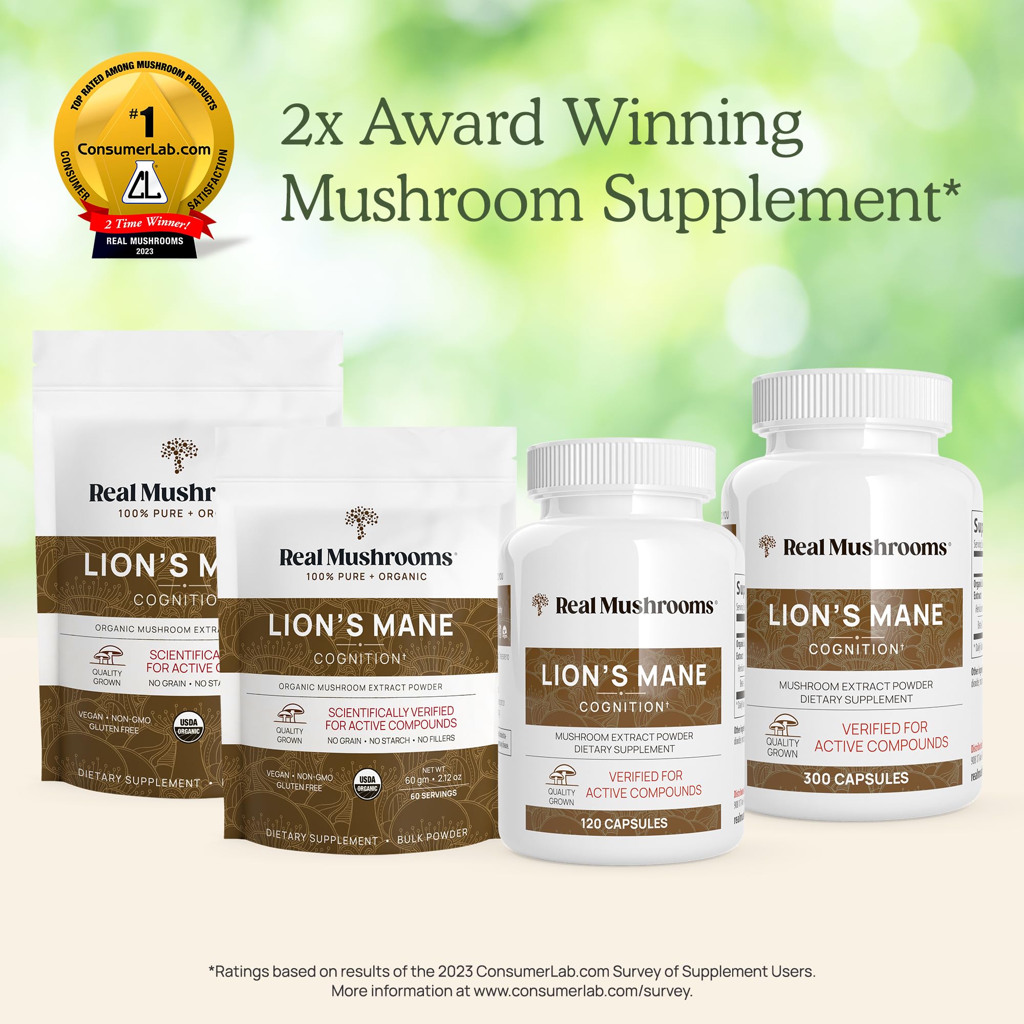 Real Mushrooms Lion’s Mane Capsules - Organic Lions Mane Mushroom Extract Real Mushrooms