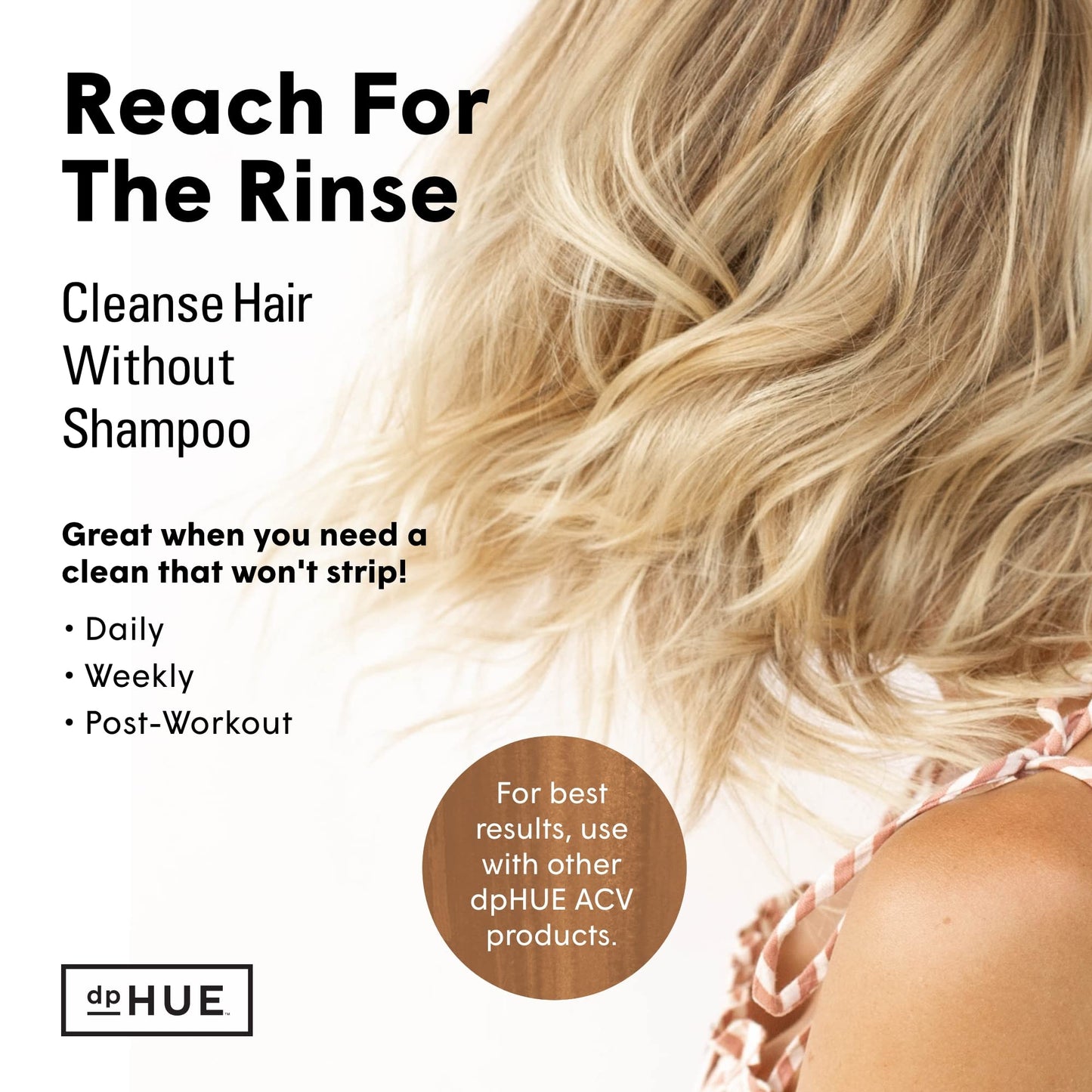 dpHUE Apple Cider Vinegar Hair Rinse, 8.5 oz - Shampoo Alternative & Scalp Cleanser