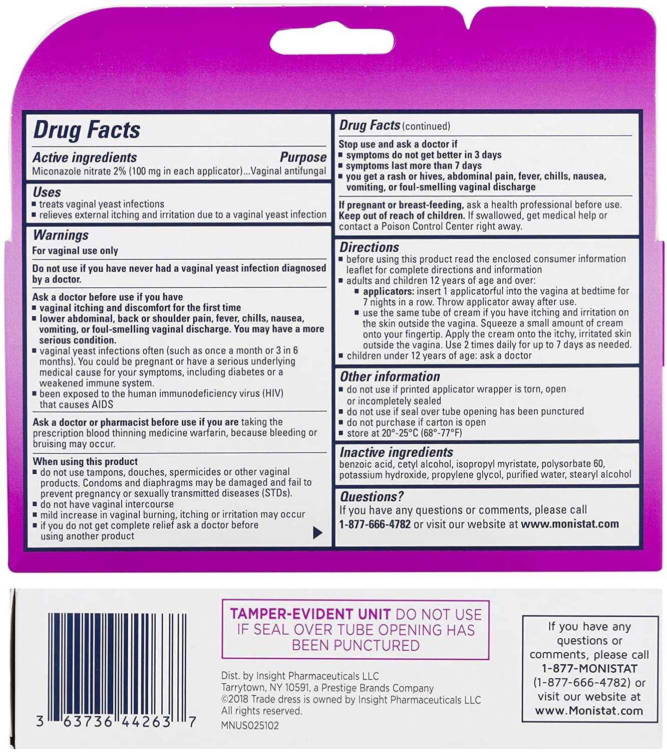 MONISTAT 7-Dose Infection Treatment, 7 Disposable Applicators & 1 Cream Tube (Pack of 1) Monistat