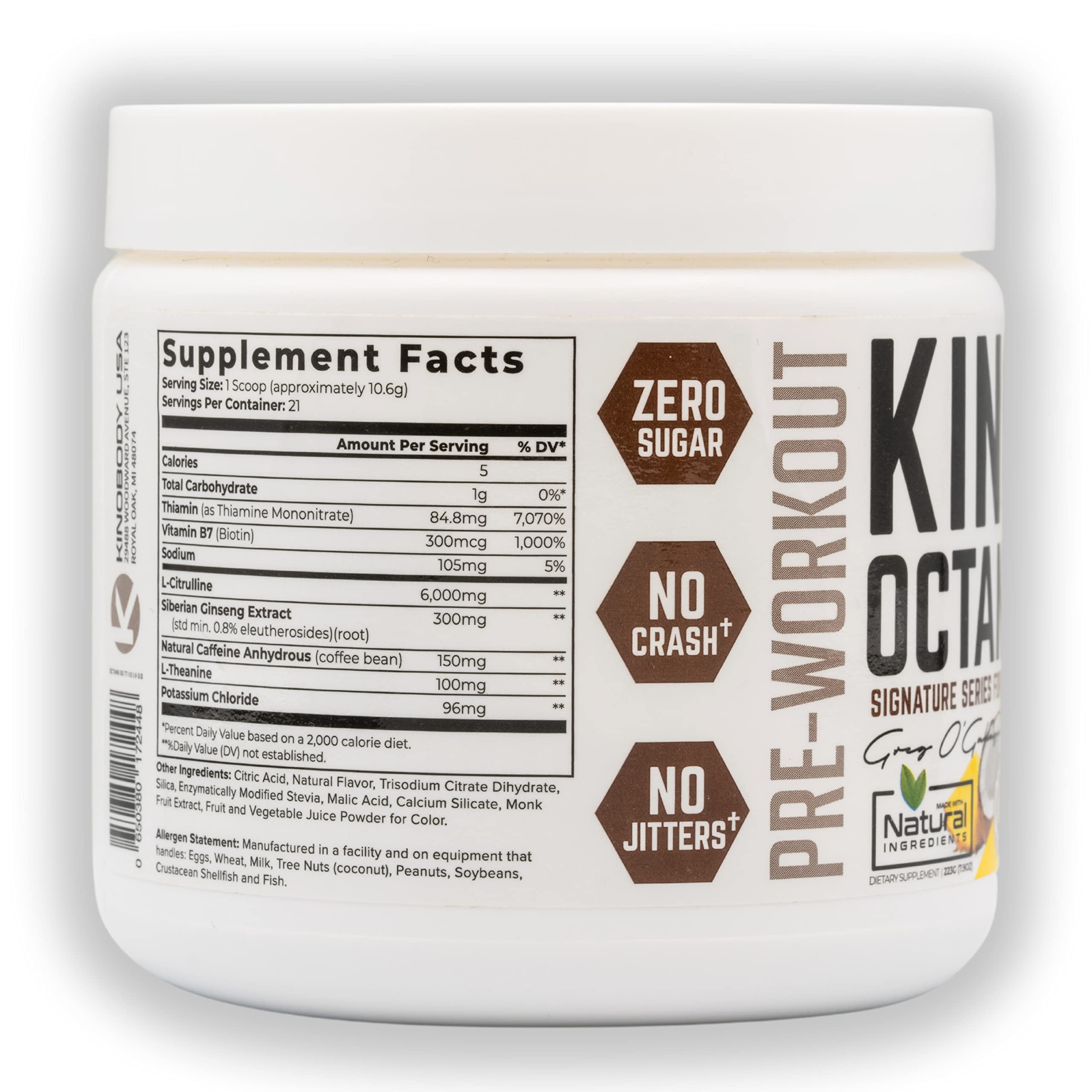 KINOBODY Kino Octane Pre-Workout Supplement Powder for Men and Women, Elevated