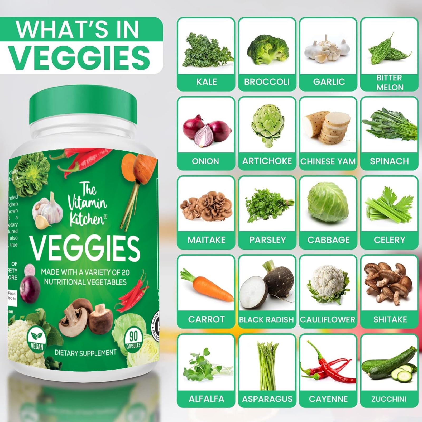 The Vitamin Kitchen Fruit and Veggie Supplements-90 Fruits, 90 Veggies Capsules The Vitamin Kitchen