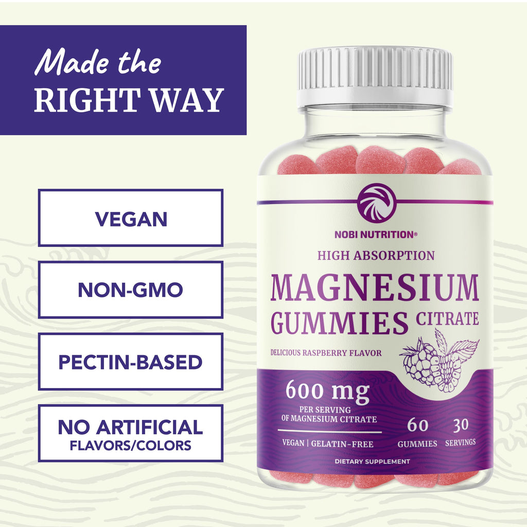 Magnesium Citrate Gummies | 600mg | High Absorption Magnesium for Calm Nobi Nutrition