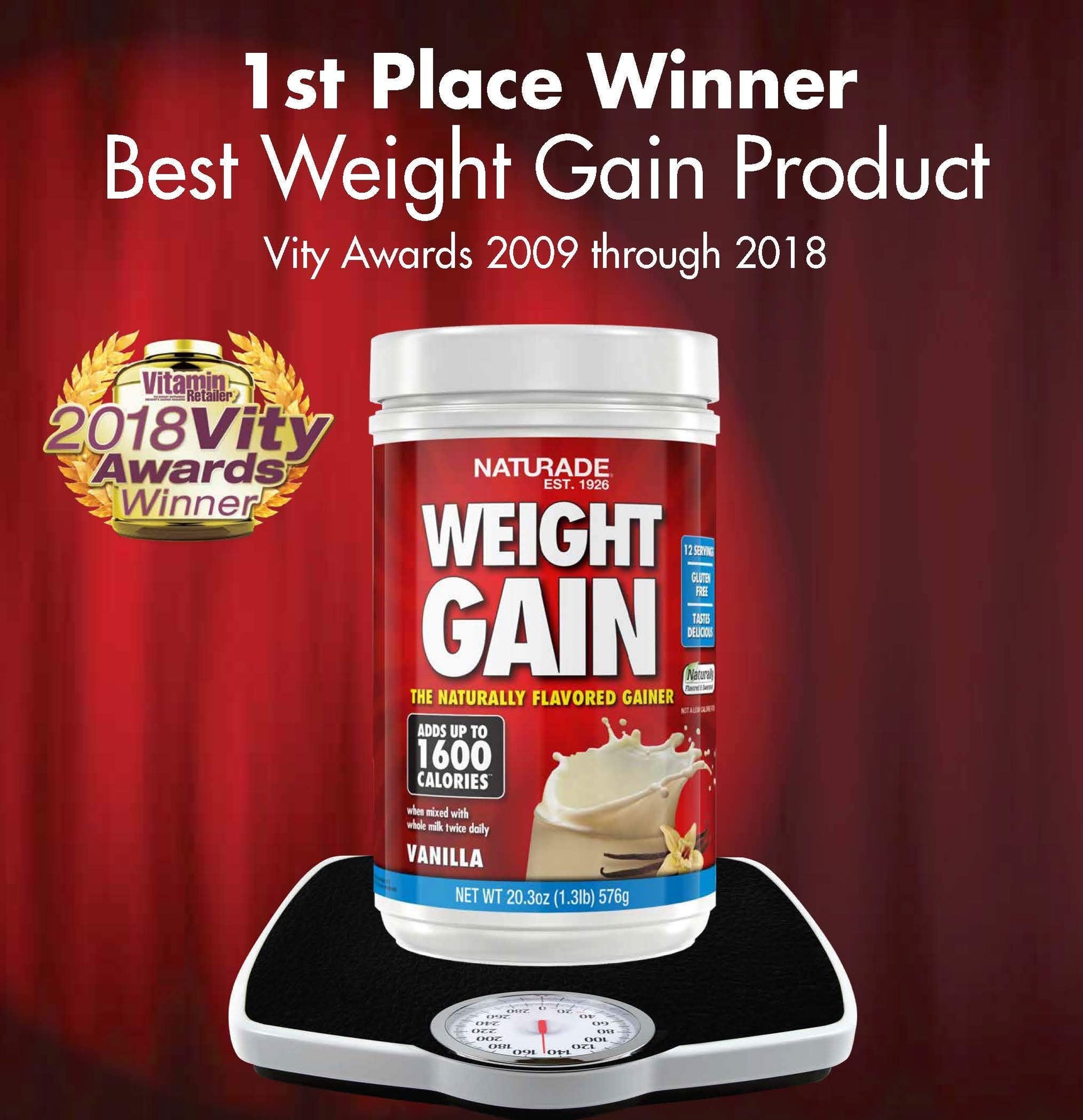 Naturade Weight Gain Instant Nutrition Drink Mix, Vanilla ,20.3 Ounce Naturade