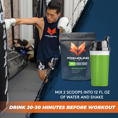 Foxhound Fuel Keto Pre Workout Powder Electrolytes Drink Mix, Sugar Free Preworkout for Men & Women, Supports Energy, Hydration, with B Vitamins, Vegan, Clean & Natural, Matcha Green Tea, 25 Servings