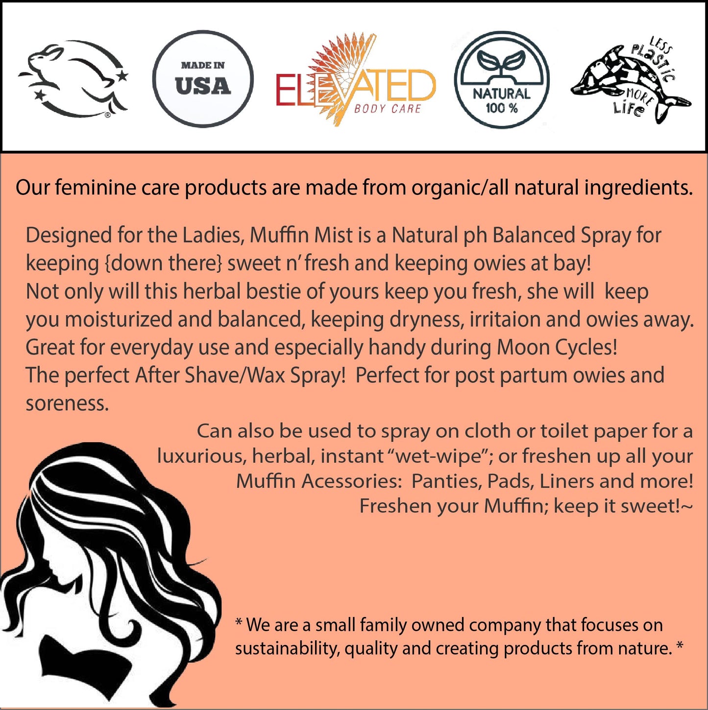 ELEVATED Muffin Mist – Organic Natural Feminine Spray| 5 Scents | Yoni Oil | Vegan | Herbal Infused Oil