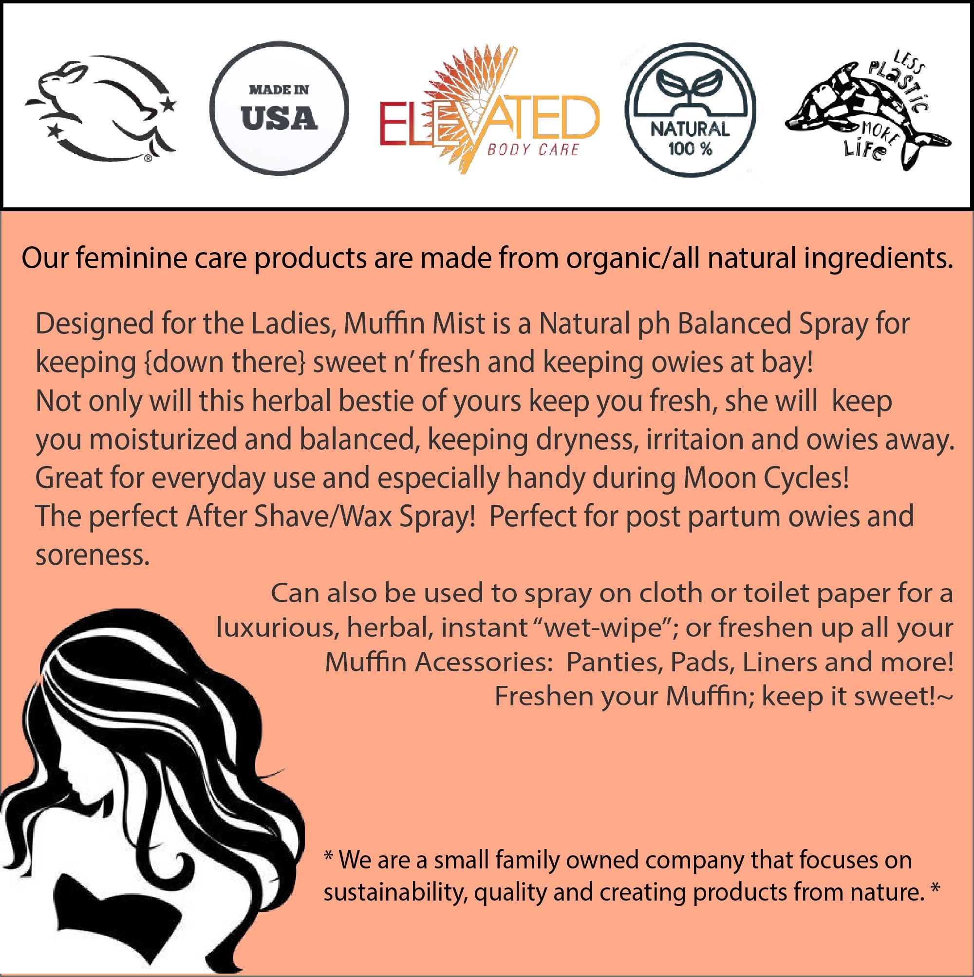 ELEVATED Muffin Mist – Organic Natural Feminine Spray| 5 Scents | Yoni Oil | Vegan | Herbal Infused Oil Taylors