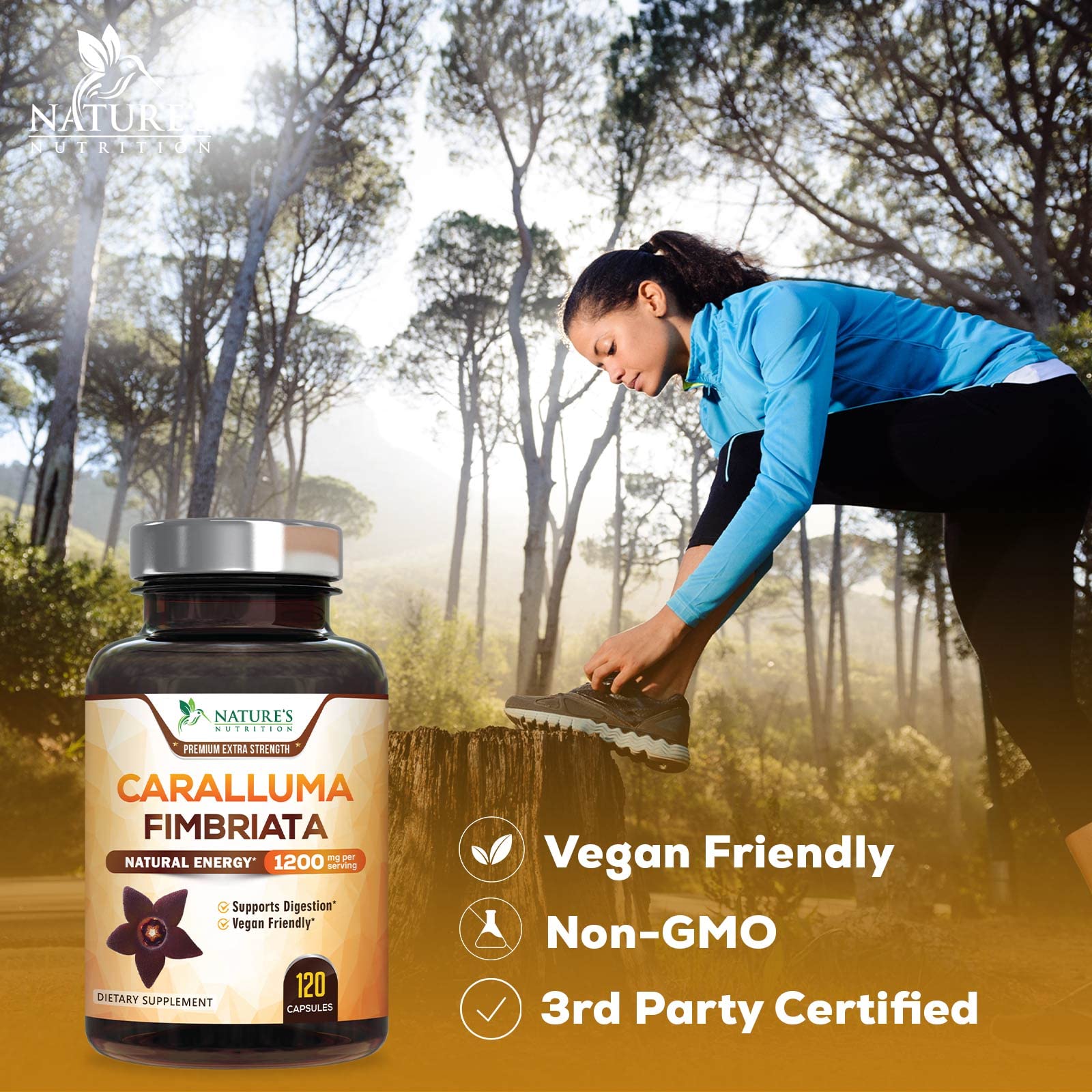 Pure Caralluma Fimbriata Extract Highly Concentrated 1200mg - Natural Endurance Support Nature's Nutrition