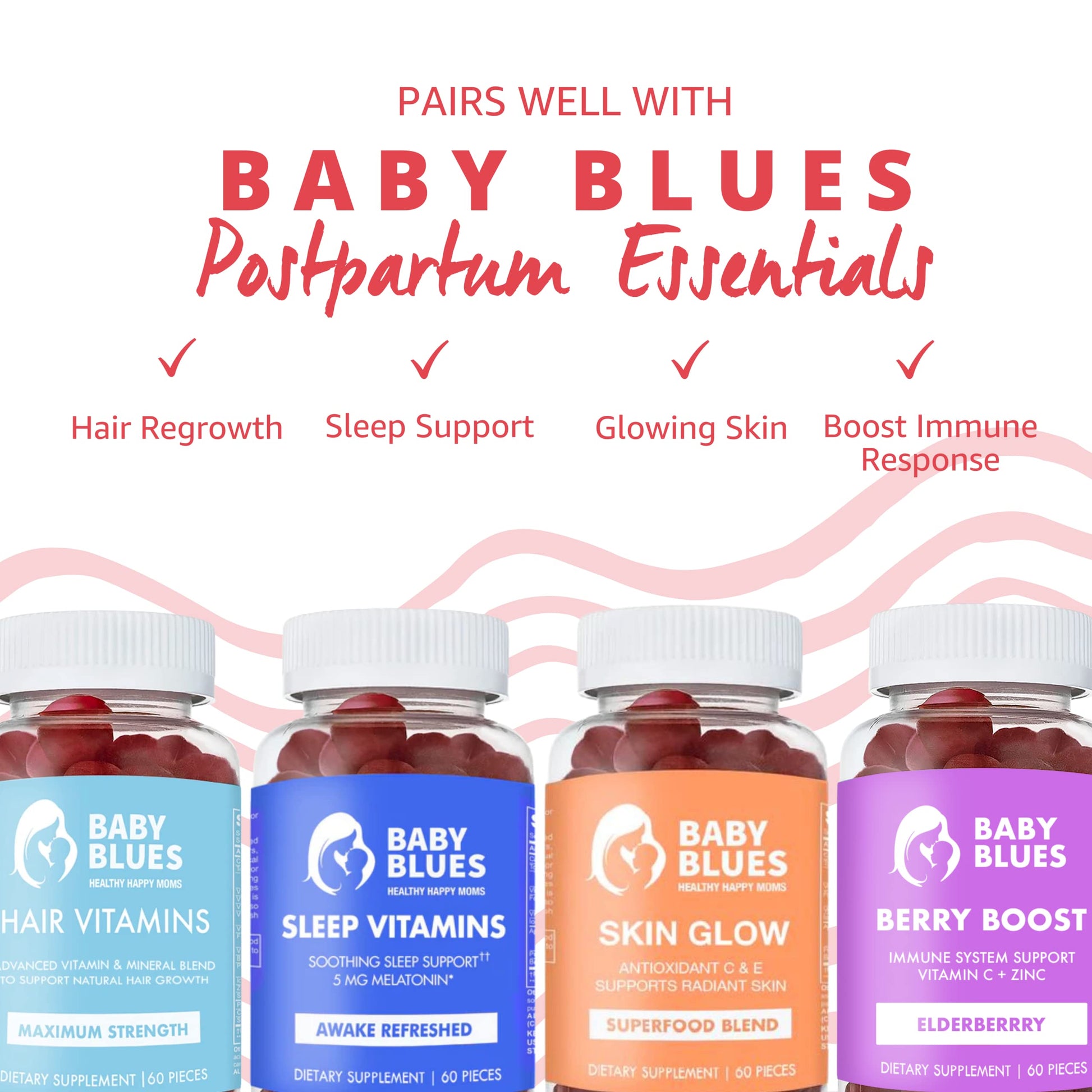 Baby Blues Apple Cider Vinegar Gummies - Vegan, Non-GMO & Gluten-Free, Postpartum Dietary Supplement Baby Blues