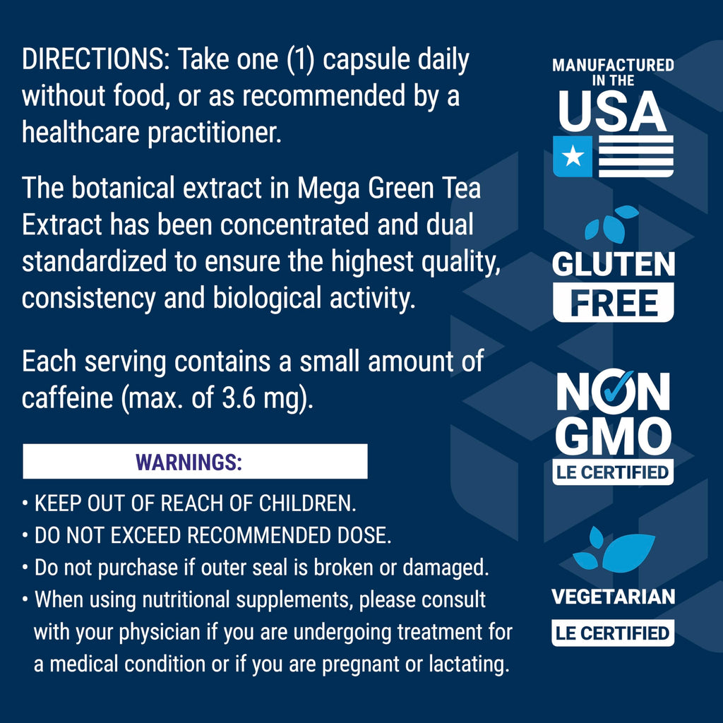 Life Extension Decaffeinated Mega Green Tea Extract – Polyphenol-Rich, Cell Health