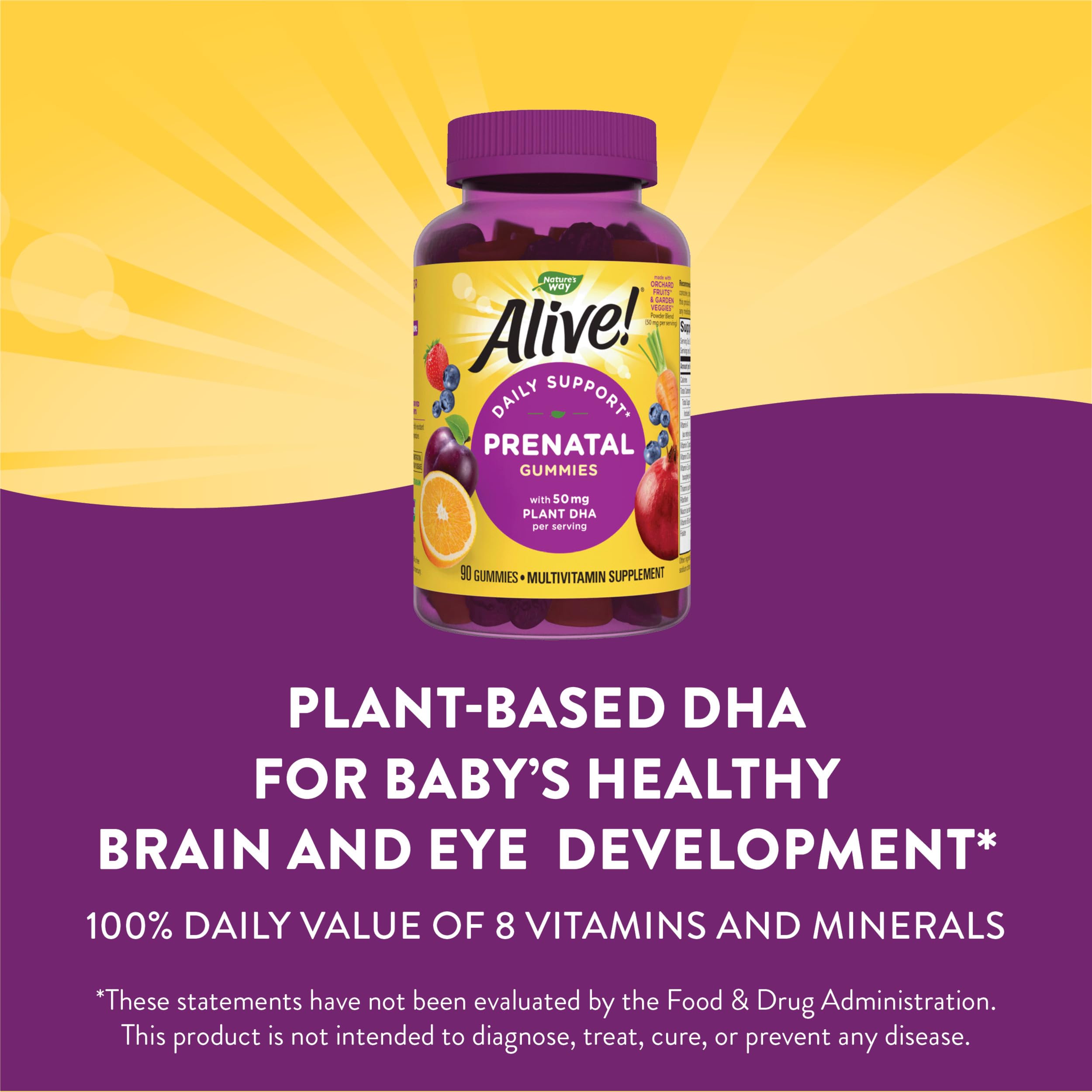 Nature's Way Alive! Prenatal Gummies with DHA, Supports Baby's Eye and Brain Development Nature's Way