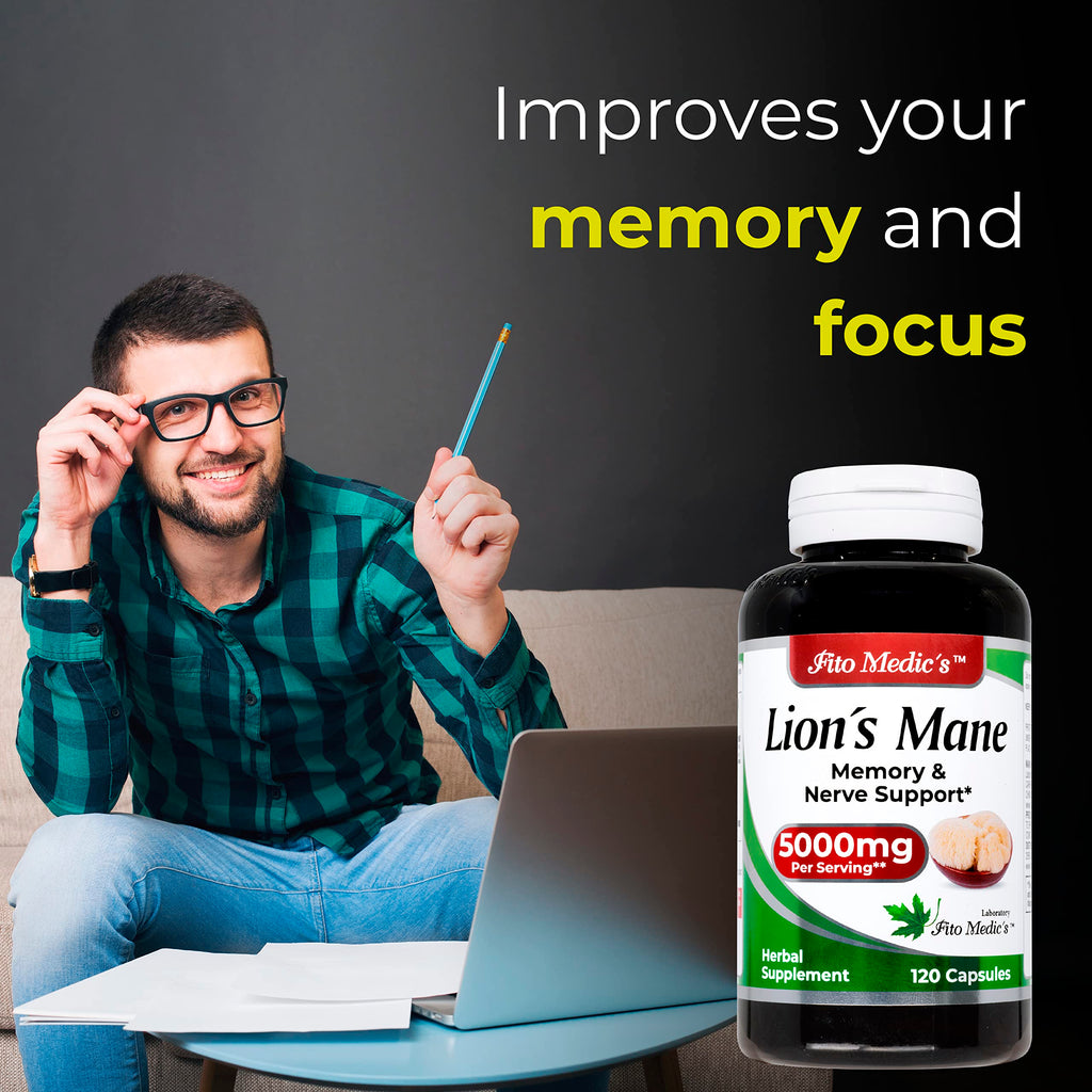 Lab | Lions Mane | 5000 mg per Serving | 120 Capsules | lions mane supplement | lions mane