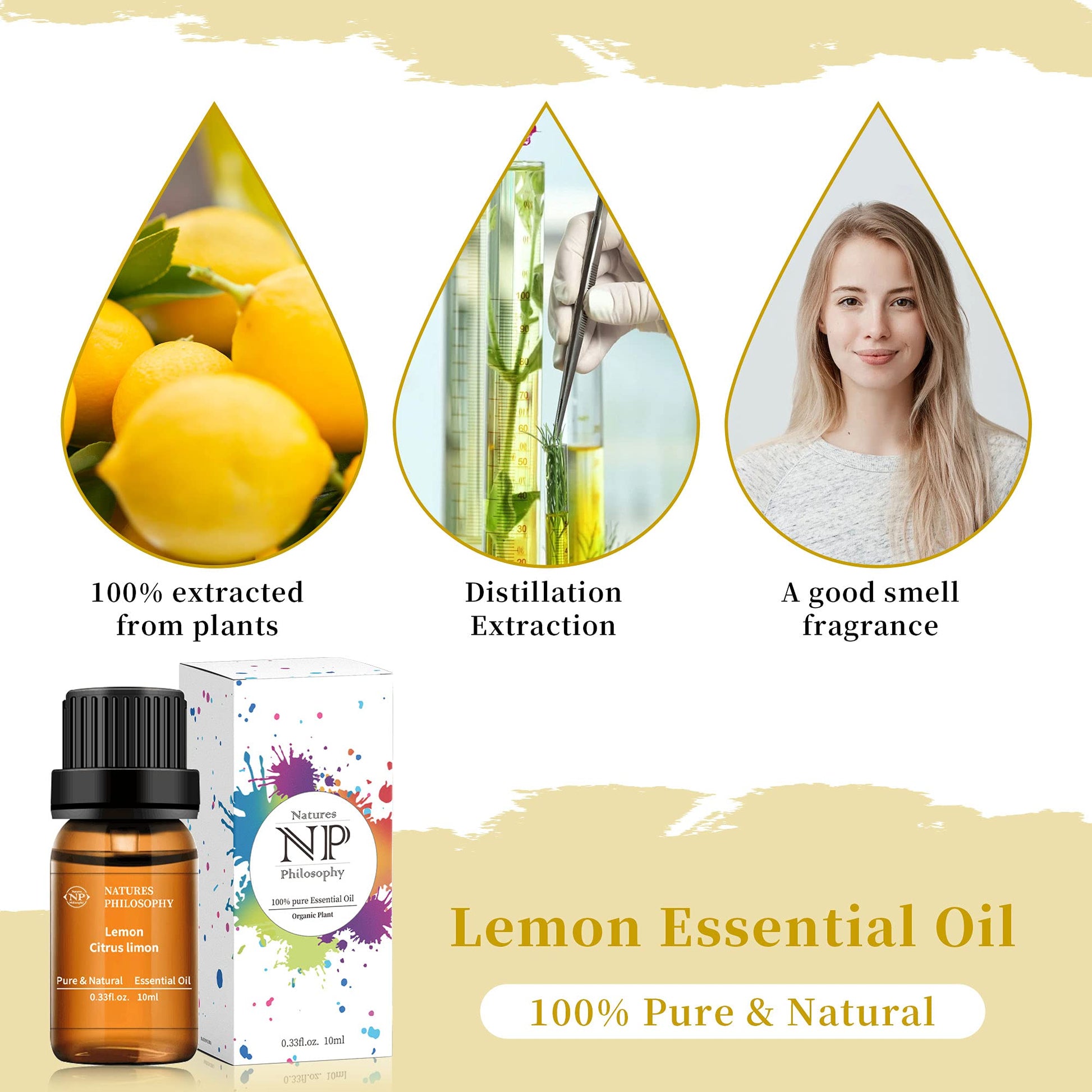 Lemon Essential Oil,100% Pure Organic Essential Oils for Aromatherapy, Diffuser, Massage, Soap Making NP NATURES PHILOSOPHY