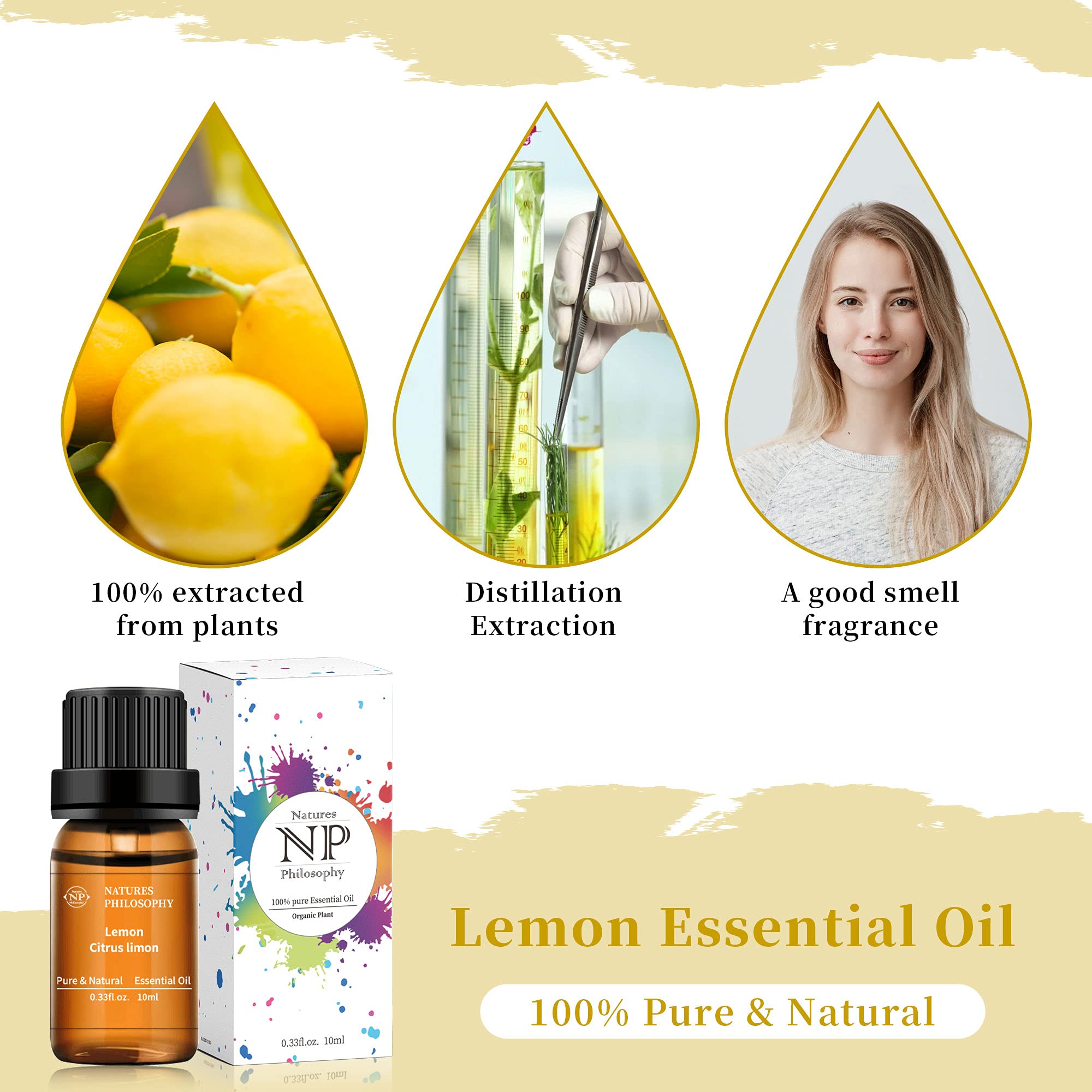 Lemon Essential Oil,100% Pure Organic Essential Oils for Aromatherapy, Diffuser, Massage, Soap Making NP NATURES PHILOSOPHY