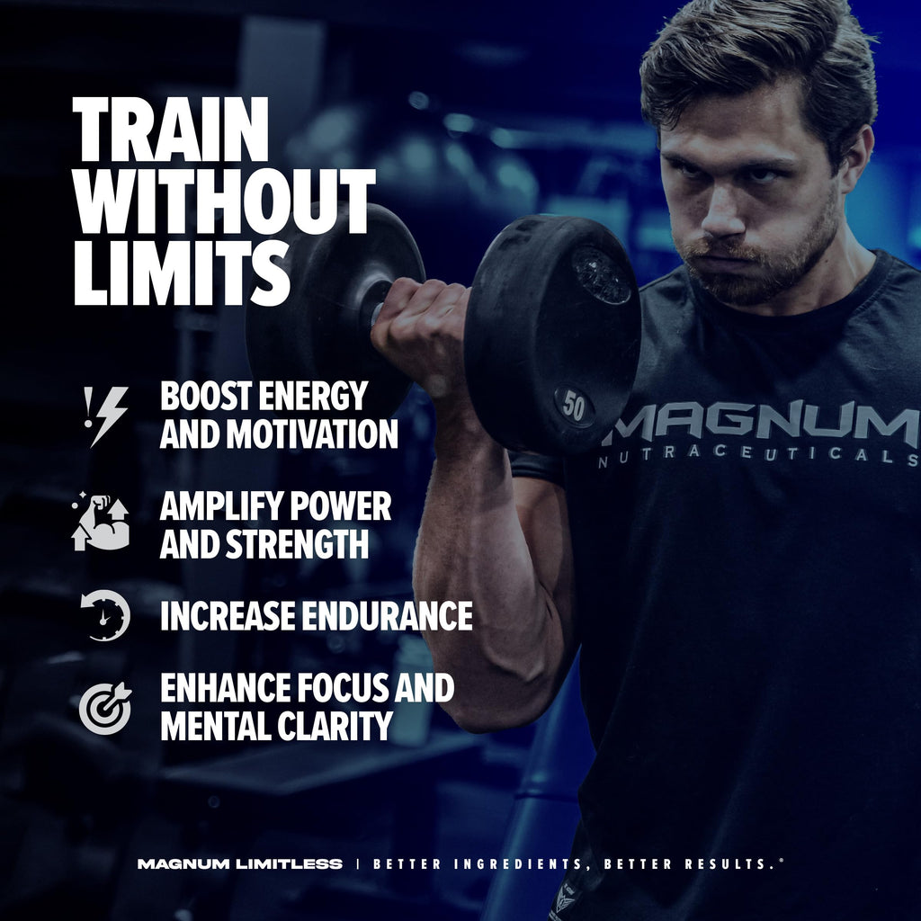 LIMITLESS Magnum 504g - Muscle Workout Powder, Sport Pre Workout for Men and Women, May Assist & Support Increase Energy, Focus, and Endurance - Fruit Punch/Fruit Punch