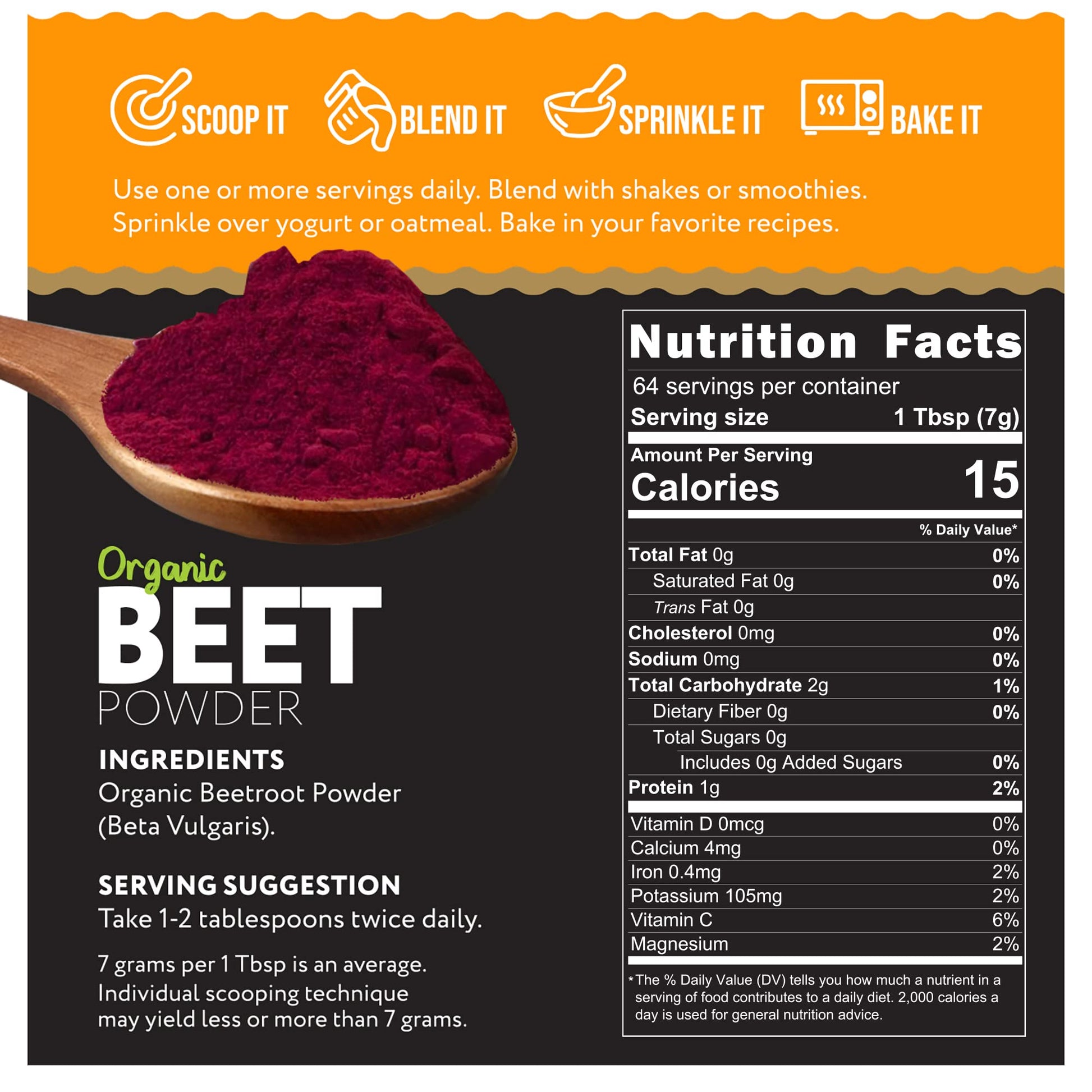 Ganic Food Organic Beetroot Powder, 16 Ounces