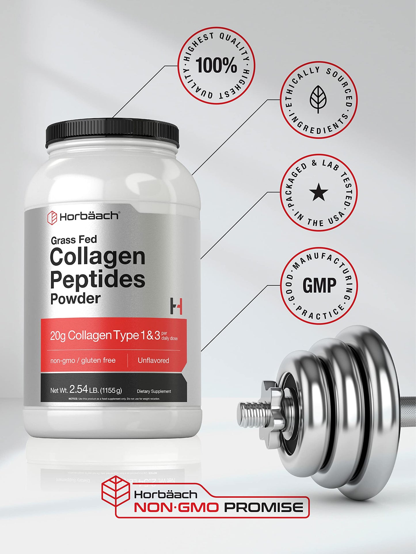 Collagen Peptides Powder 40 oz | Unflavored | Type 1 and 3 | Hydrolyzed Protein Collagen