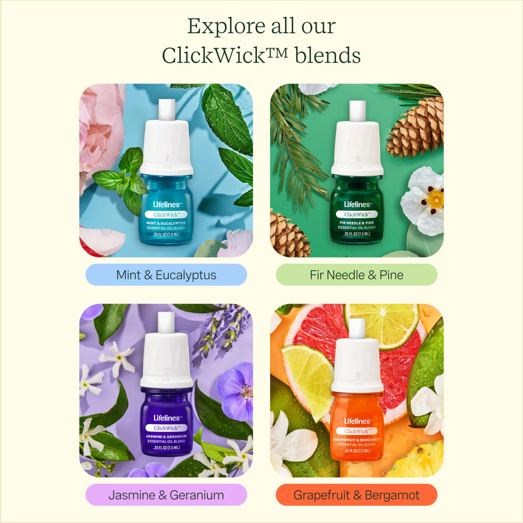 Lifelines ClickWick Essential Oil Blend 2-Pack: in Bloom and Citrus Grove, for Lifelines ClickWick Essential