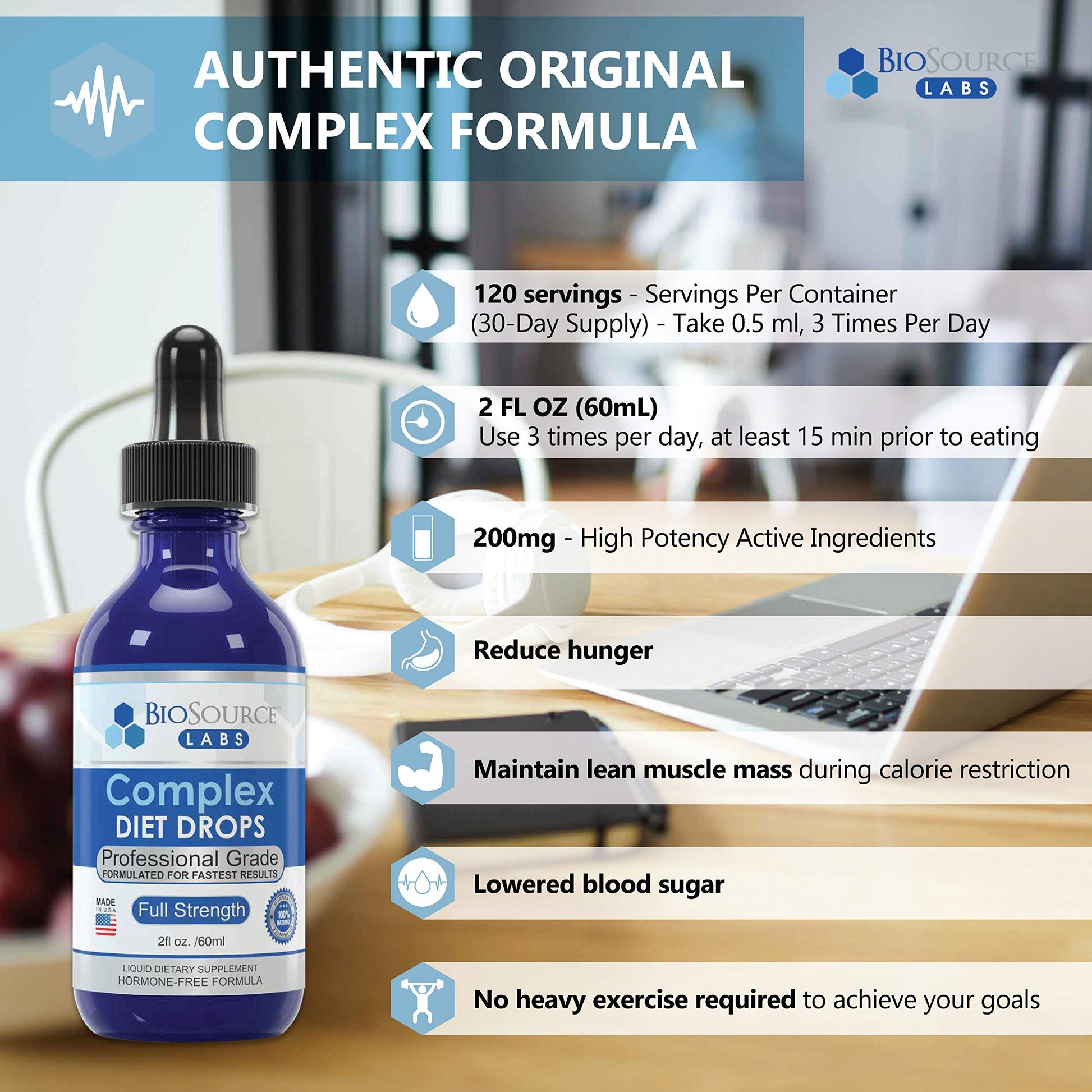 BioSource Labs Complex Diet Drops – Best Natural Weight Management Drops for Men and Women BioSource Labs