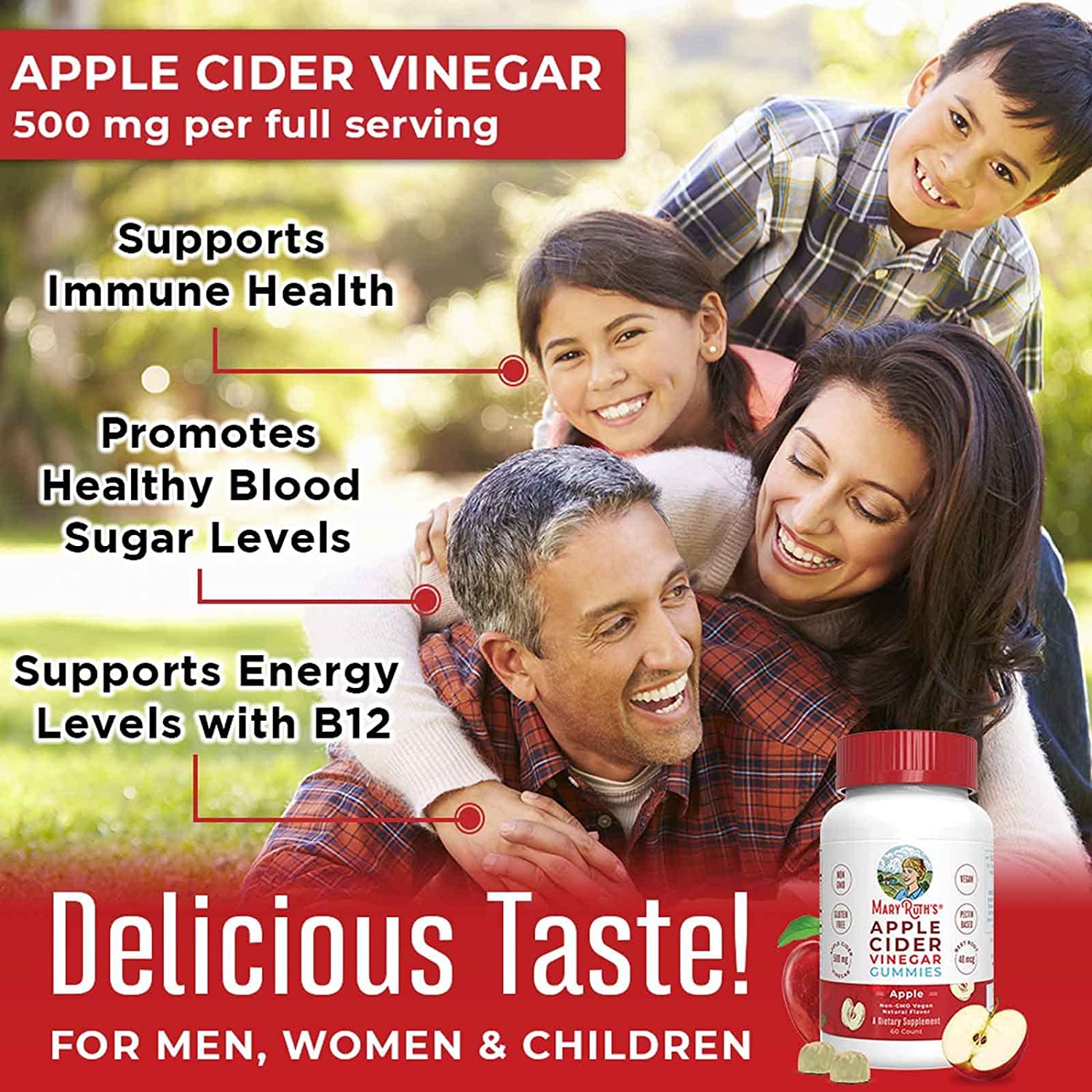 MaryRuth's Apple Cider Vinegar Gummies | ACV Gummies for Immune Support | Vegan MaryRuth Organics