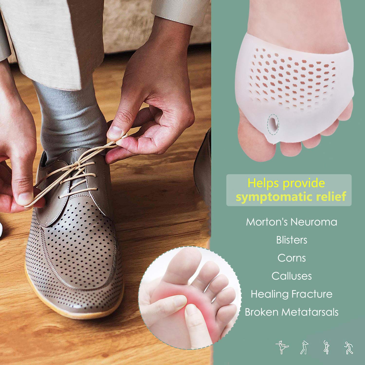 Metatarsal Pads, Gel Toe Separators, Bunion Corrector Cushion, Toe Spacer JUMPOW