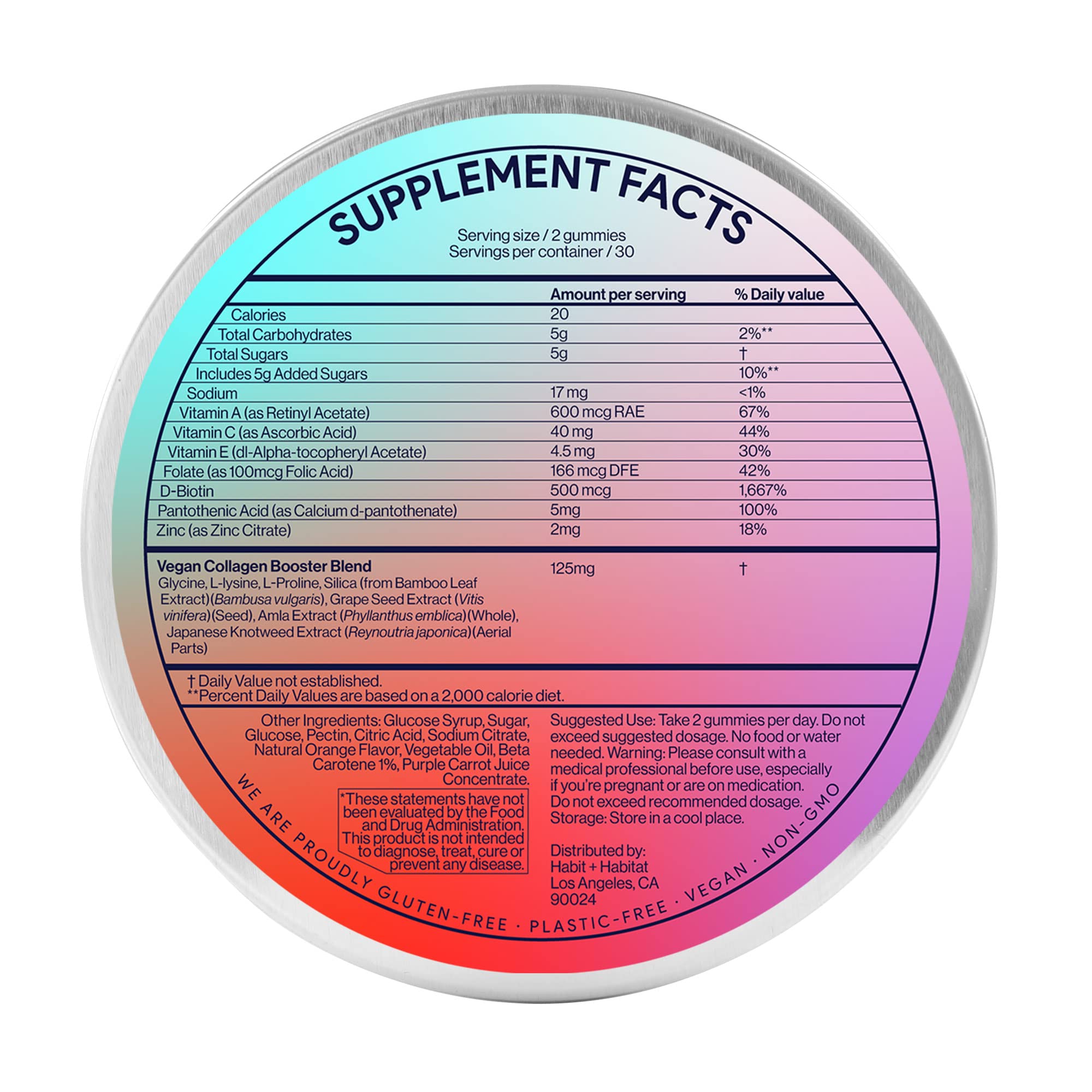 Habit + Habitat Vegan Beauty Support Gummies Collagen Booster with Biotin