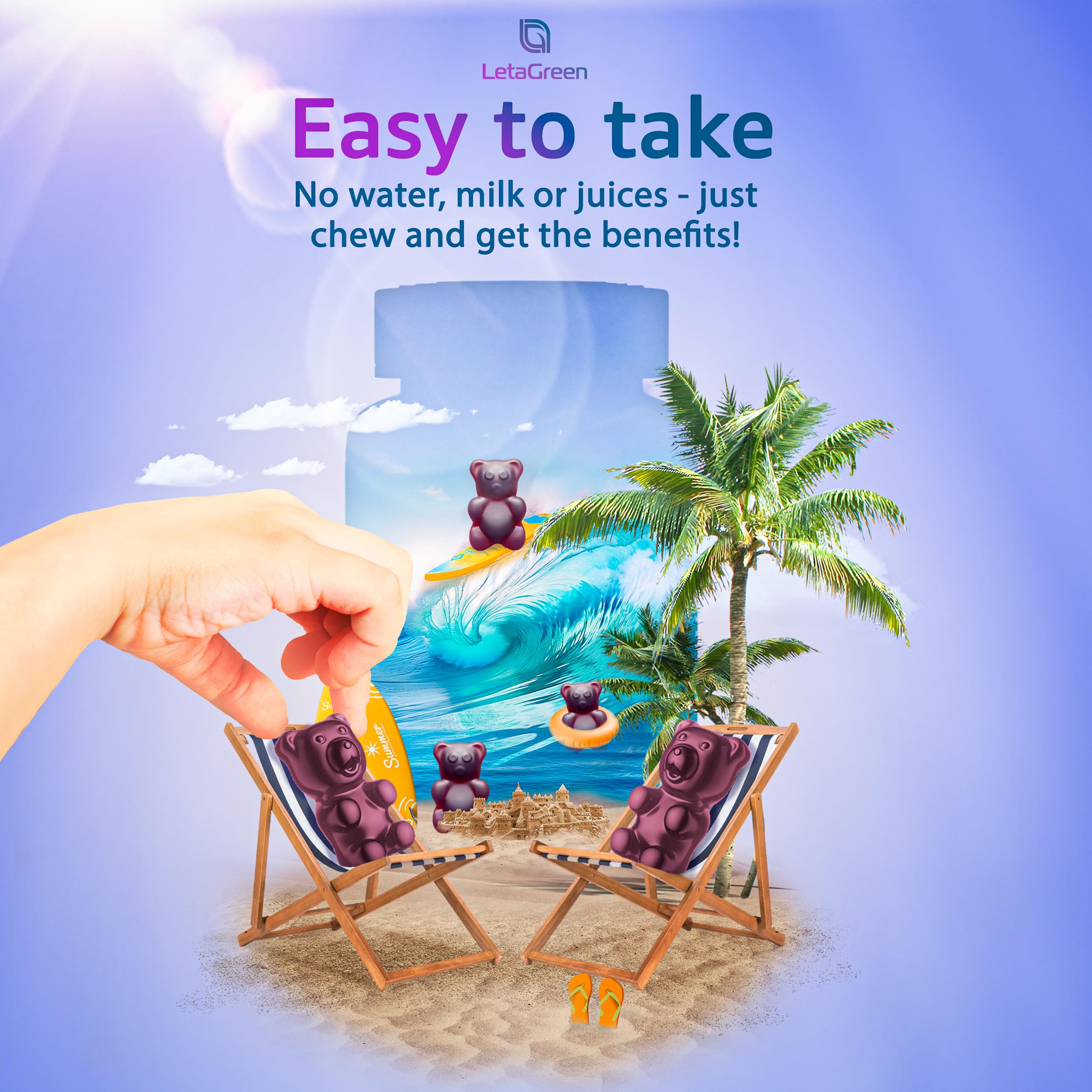 LetaGreen Irish Sea Moss Gummies - 60 Vegan Seamoss Gummies Bears