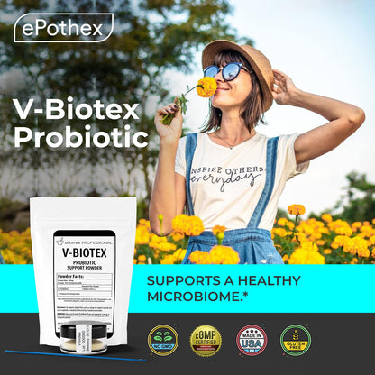 EPOTHEX V-Biotex - Pure L. Crispatus Probiotic Powder | Vaginal Probiotic | Promotes Vaginal & Urinary Health