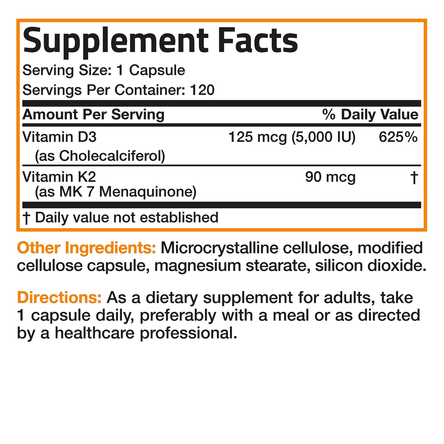 Bronson Vitamin K2 (MK7) with D3 Supplement Non-GMO Formula 5000 IU Vitamin