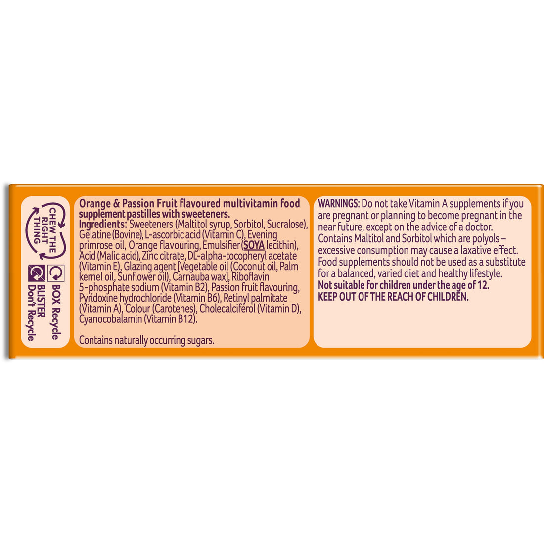 Bassetts Vitamins 12-18 EPO Orange & Passion Fruit 30's, 94.2 g, Orange and passionfruit