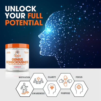 Genius Consciousness, Super Nootropic Brain Supplement Powder, Watermelon