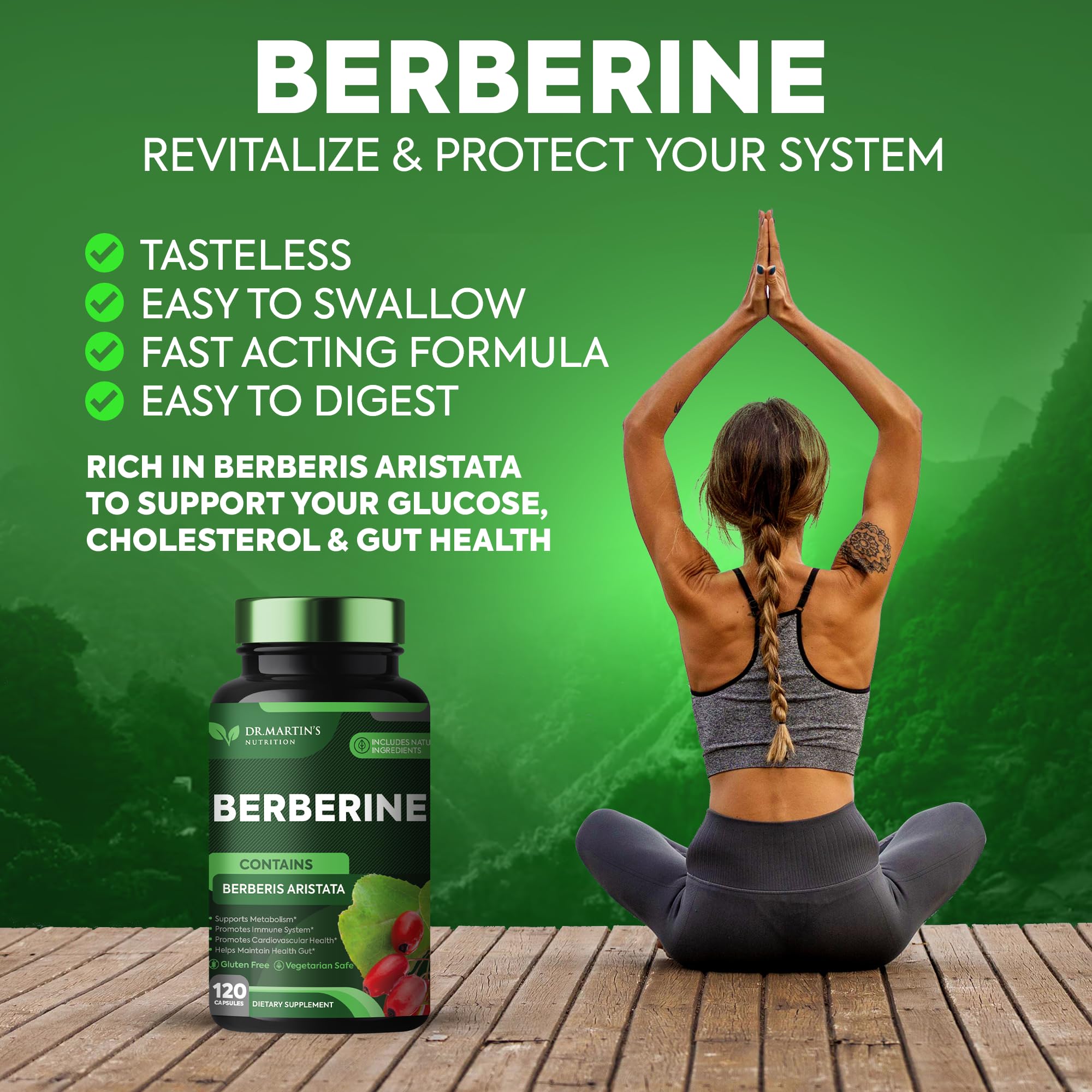 Potent 1200mg Berberine Supplement | 120 Capsules | Berberine HCL Supplement For Healthy DR. MARTIN'S NUTRITION