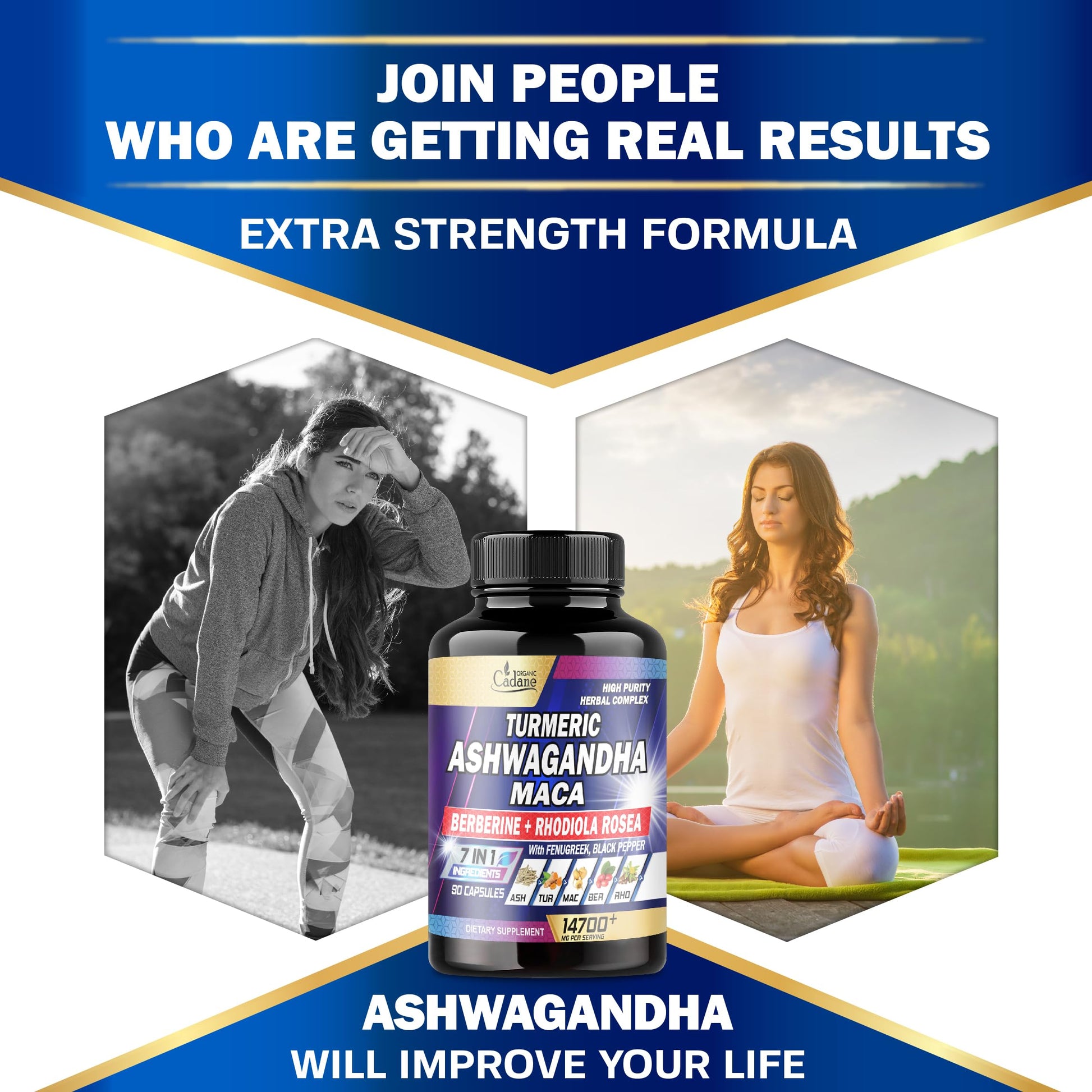 Ashwagandha Supplements 14700mg - Memory, Immune System & Strength Support Organic Cadane