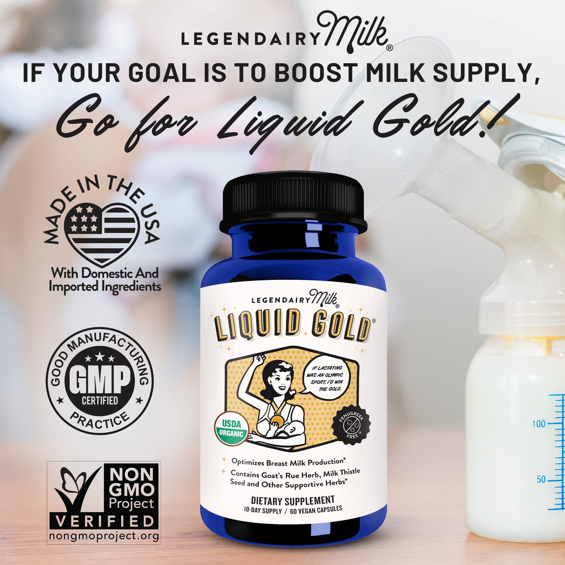 Legendairy Milk Liquid Gold Lactation Supplement, Organic Goat's Rue Lactation Legendairy Milk