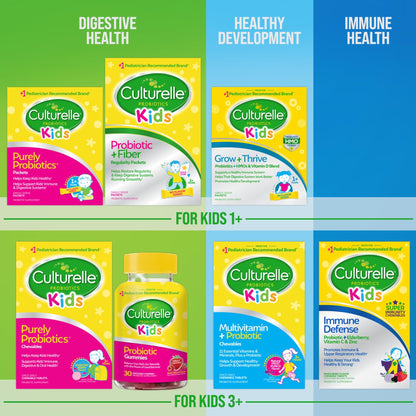 Culturelle Kids Probiotic + Fiber Packets (Ages 3+) - 24 Count - Digestive Health & Immune