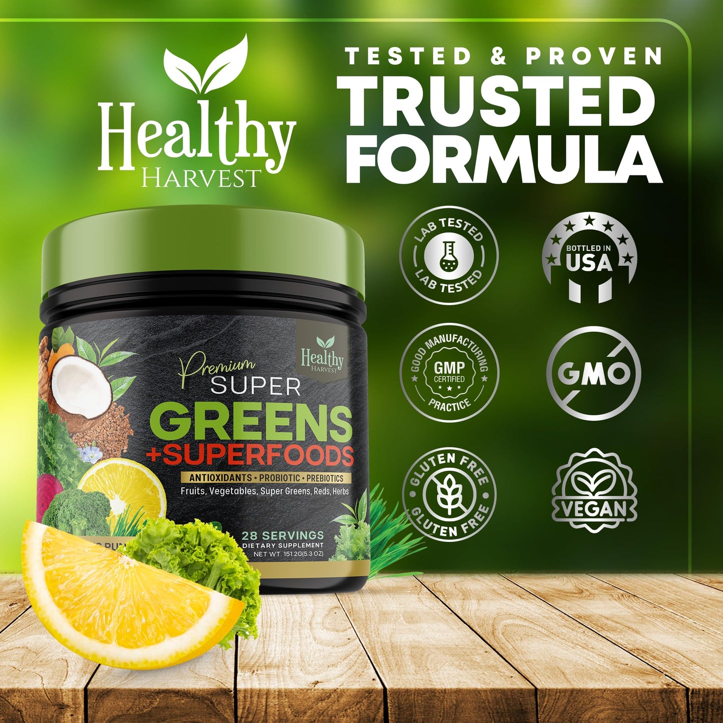 Greens Powder Superfood Supplement - Super Green Reds Smoothie Mix Blend with Spirulina
