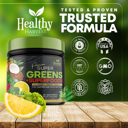 Greens Powder Superfood Supplement - Super Green Reds Smoothie Mix Blend with Spirulina