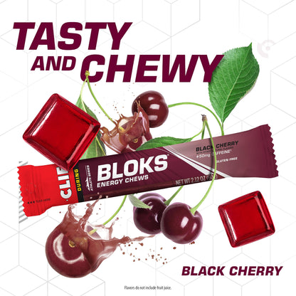 CLIF BLOKS - Black Cherry Flavor with Caffeine - Energy Chews - Non-GMO