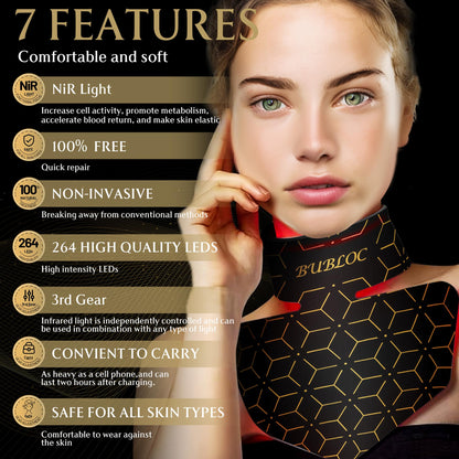 Upgraded Red Light Therapy Mask for Neck & Décolleté, 850 nm Wireless Infrared Light Therapy Suitable