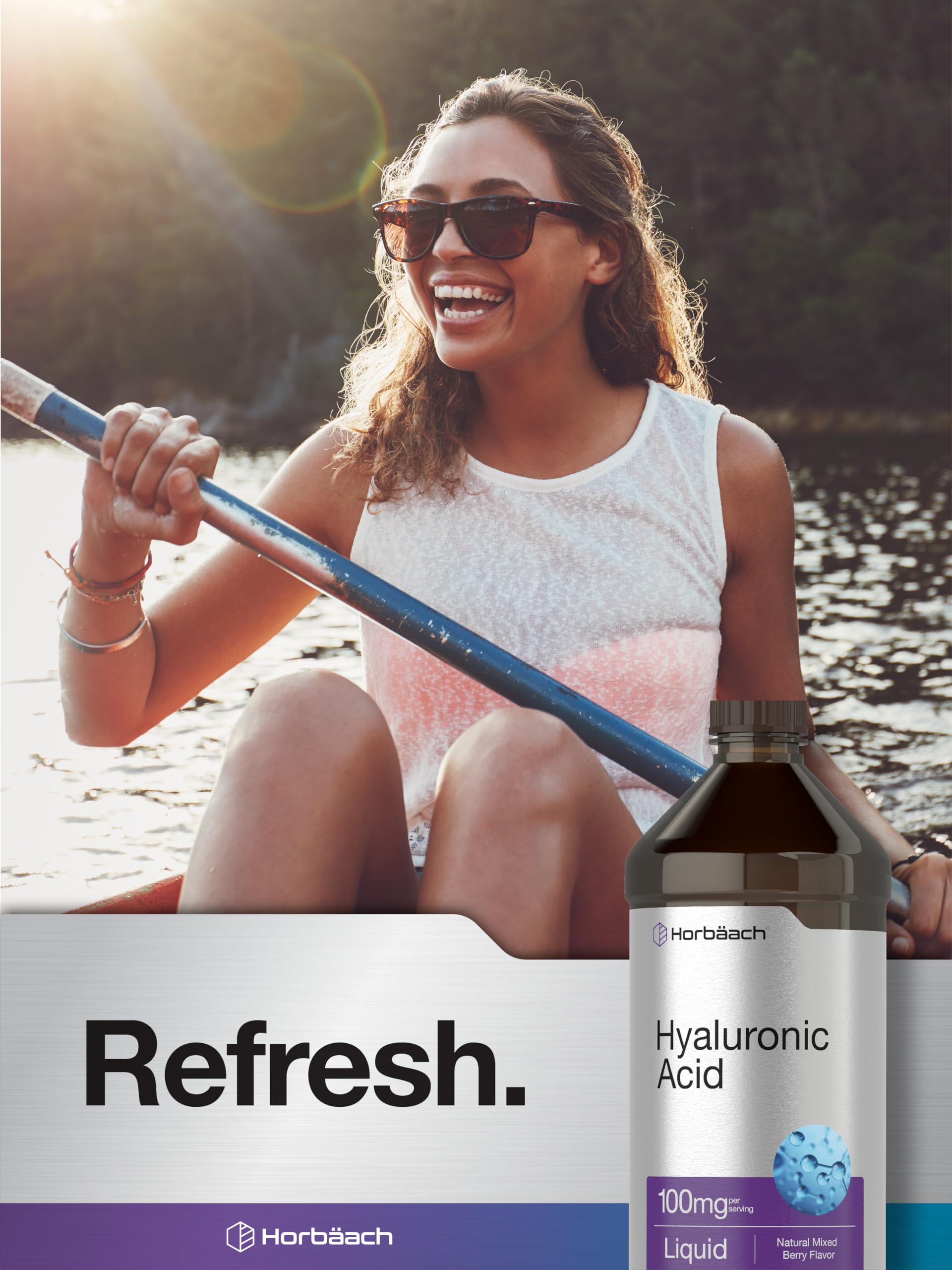 Liquid Hyaluronic Acid Supplement | 100 mg | 16 oz | Mixed Berry Flavor | Non-GMO