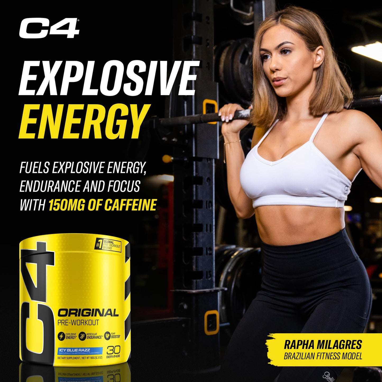 Cellucor Pre Workout & Creatine Bundle, C4 Original Pre Workout Powder, Icy Blue Razz