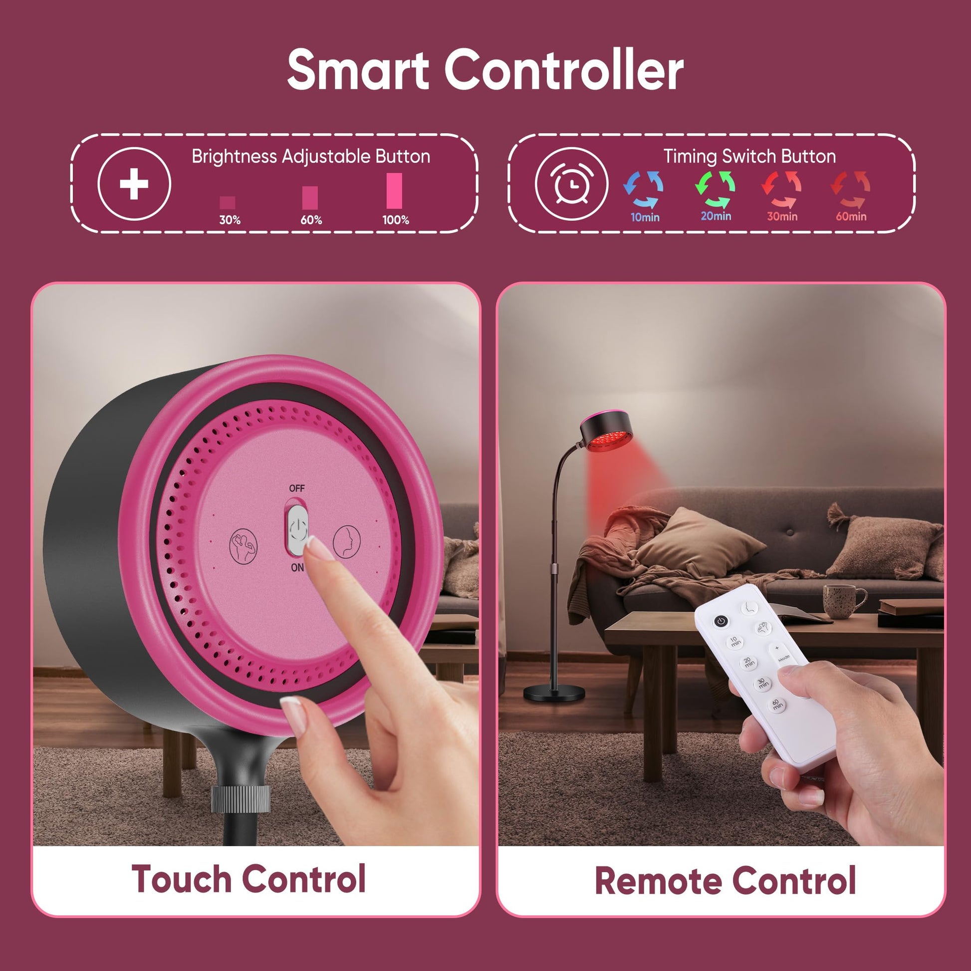 Caromolly Red Light Device Lamp, 660nm Red Light and 850nm Near-Infrared Light Combo Caromolly